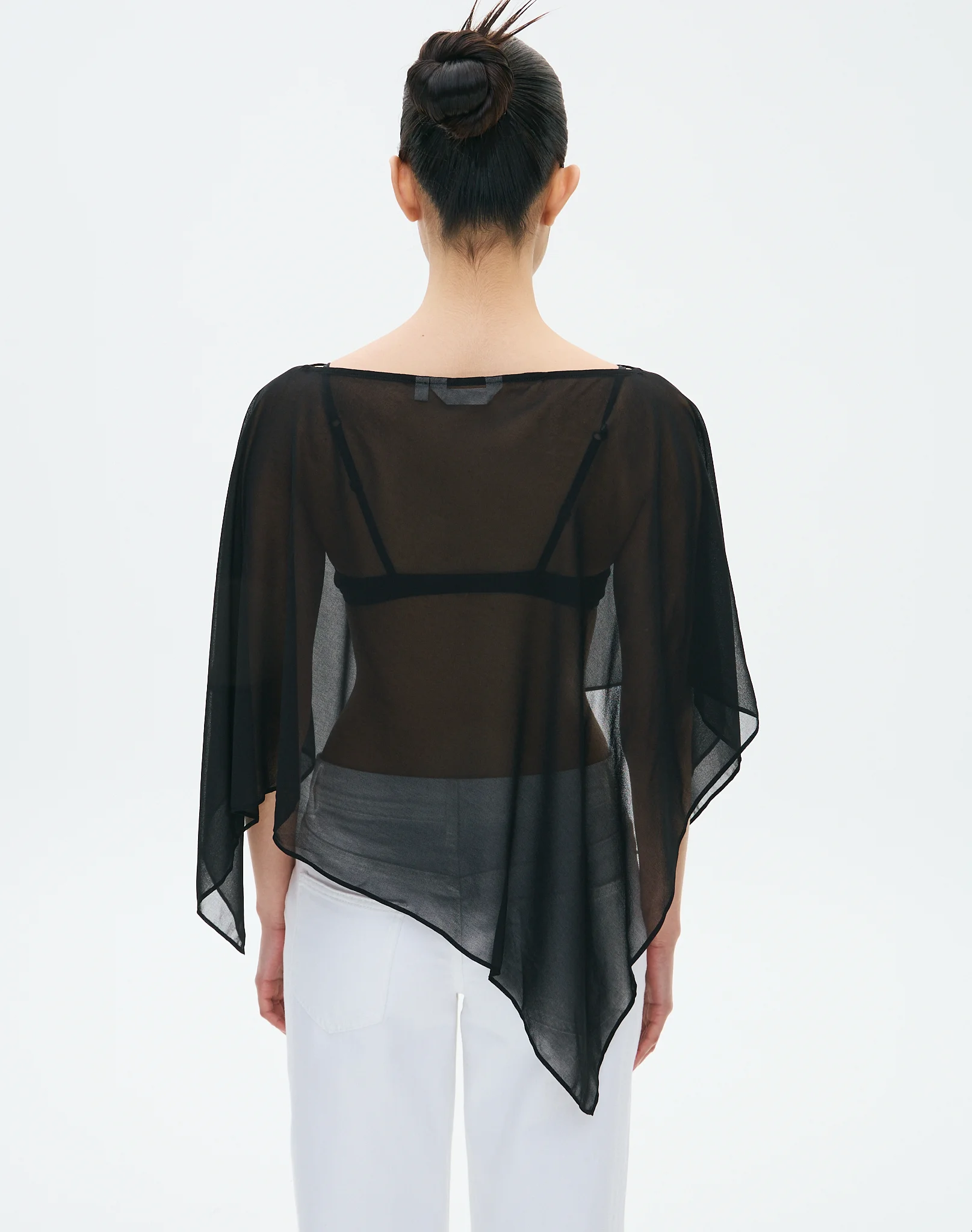 Chiffon Poncho Black