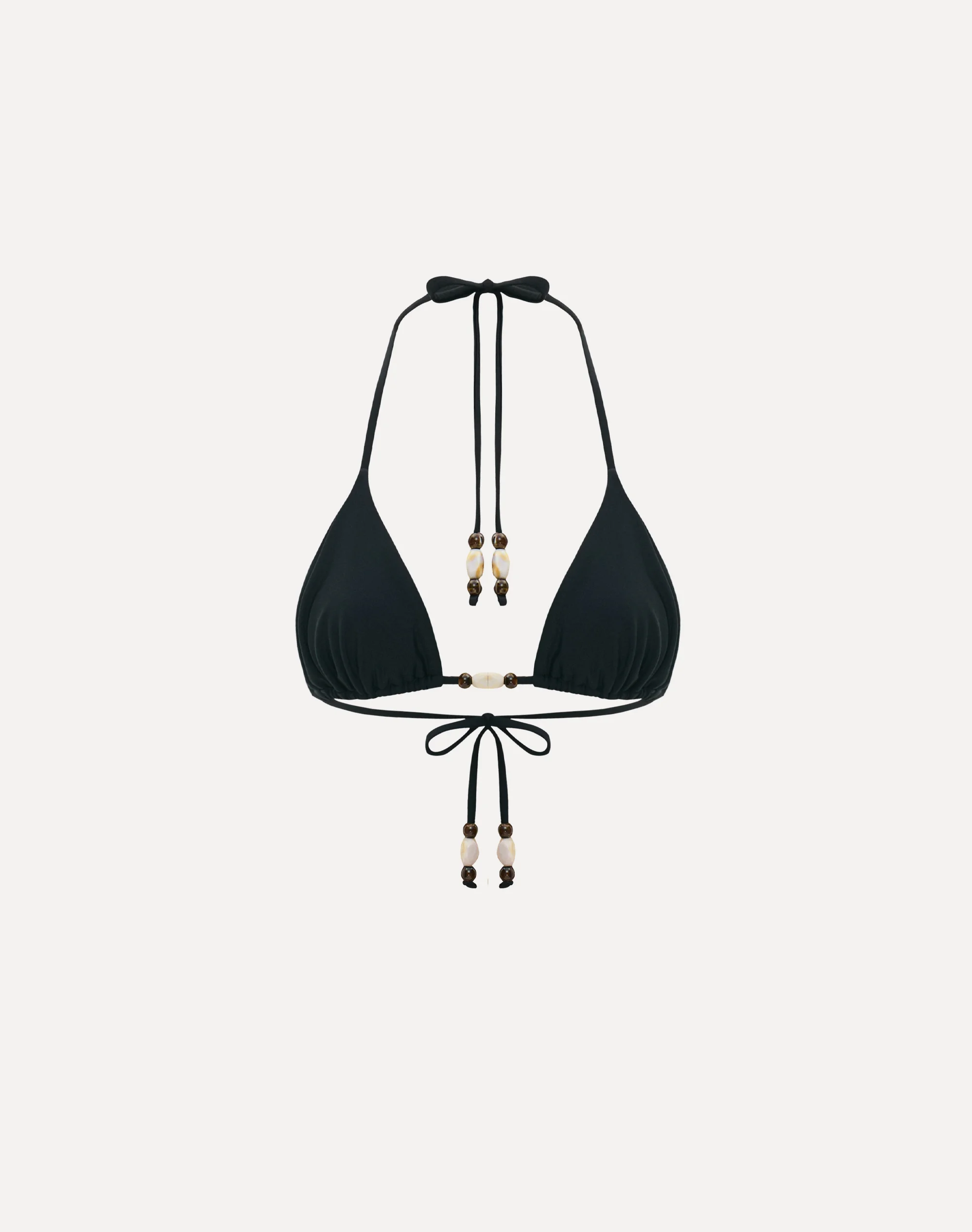 Bead Halter Triangle Bikini Top Black
