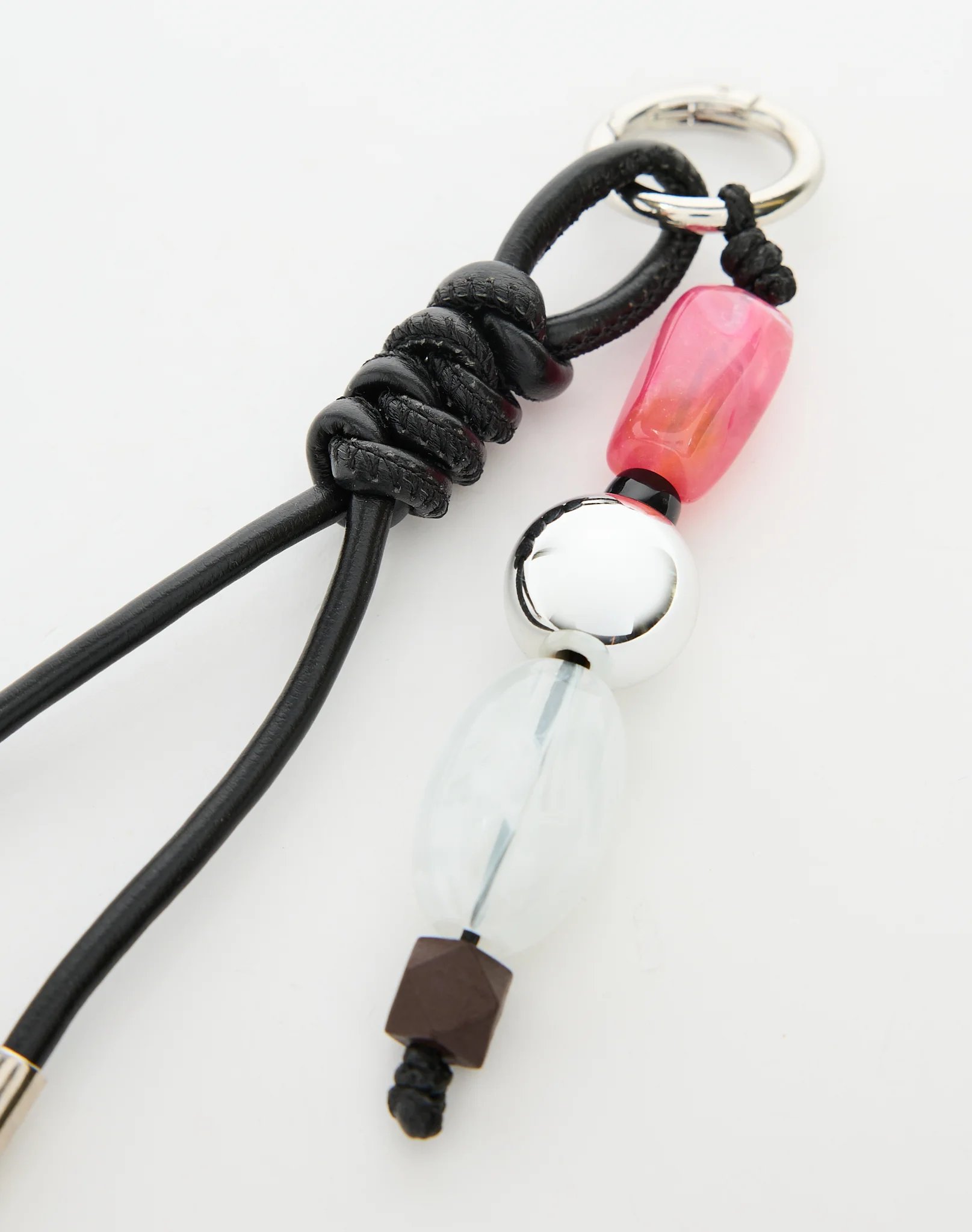 Bead Bag Charm Pink X Black