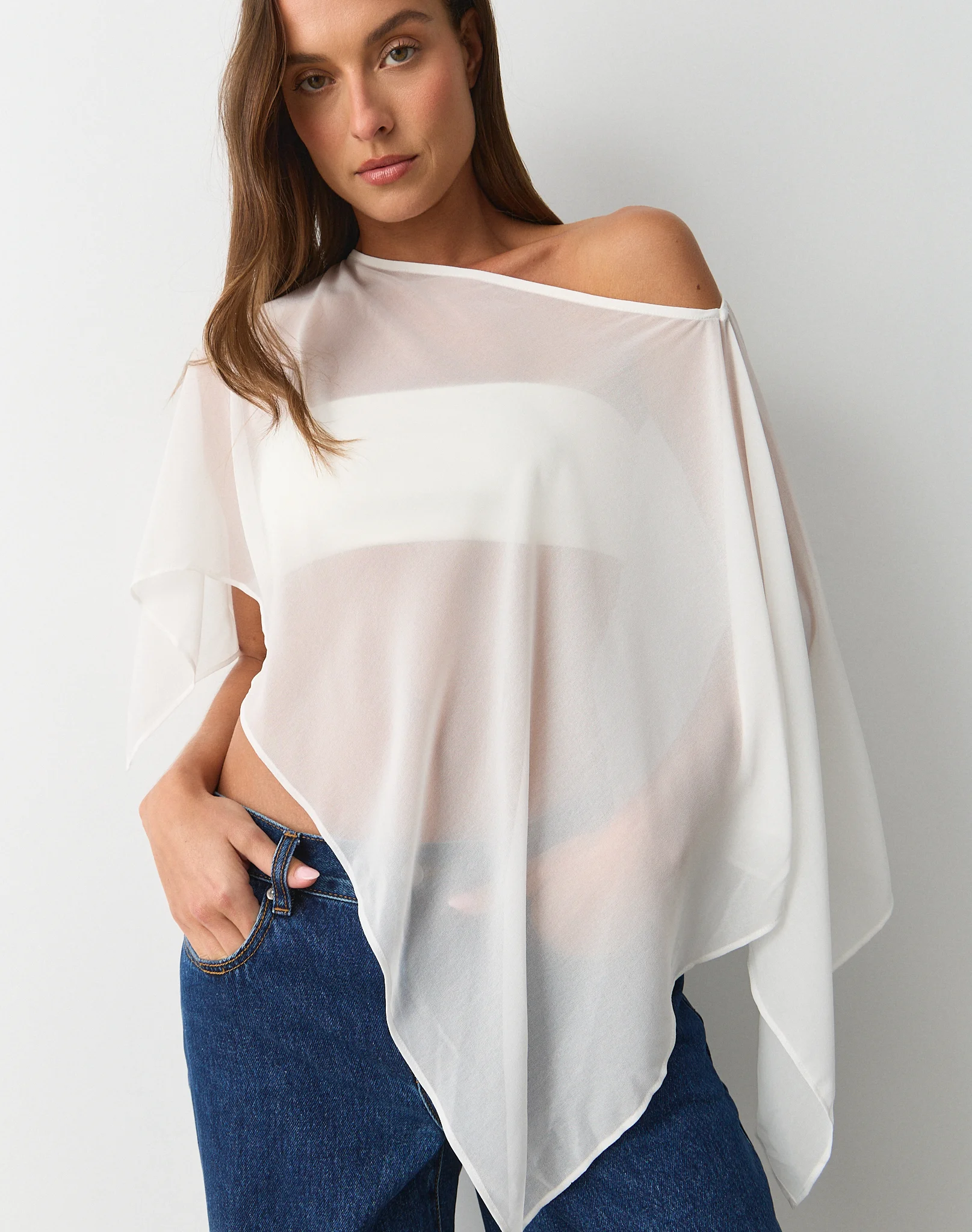 Chiffon Poncho Milk