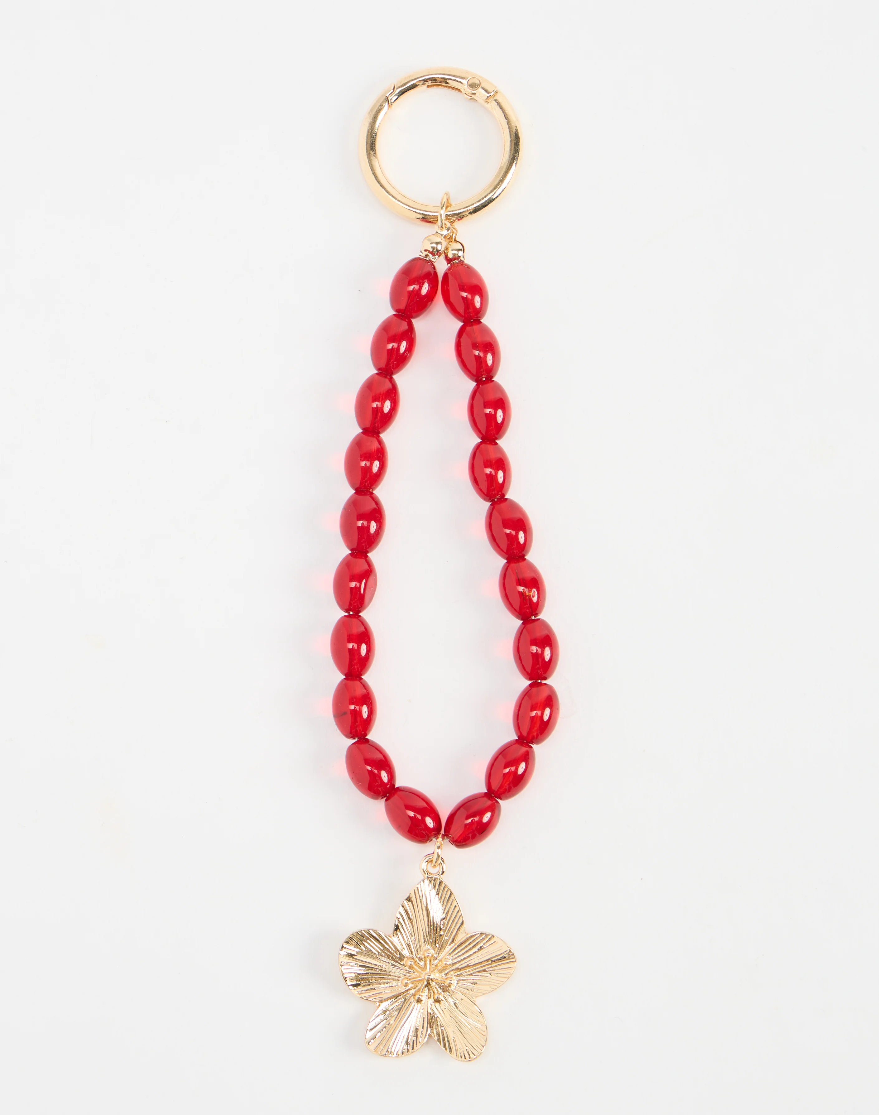Flower Pendant Bag Charm Red X Gold