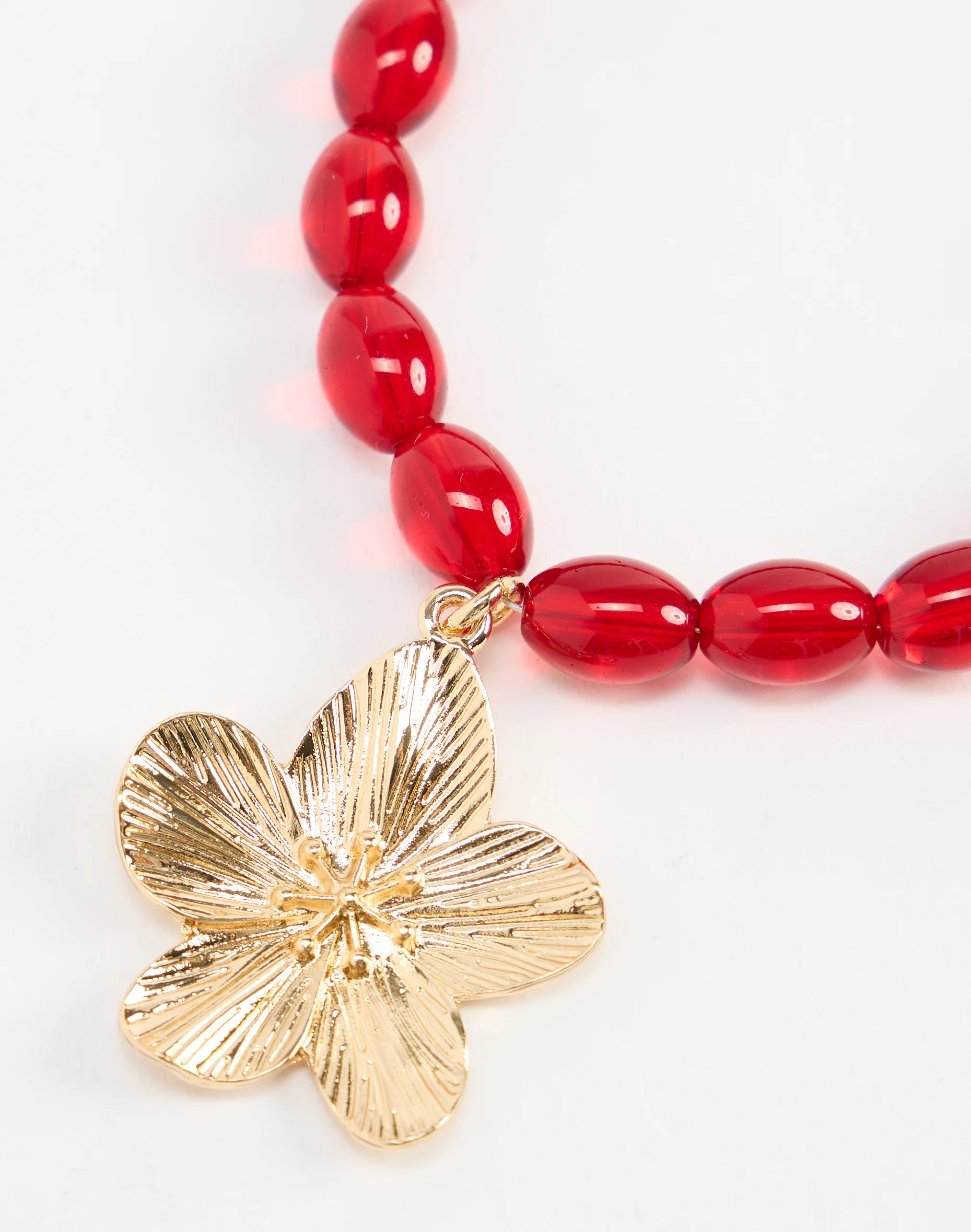 Flower Pendant Bag Charm Red X Gold