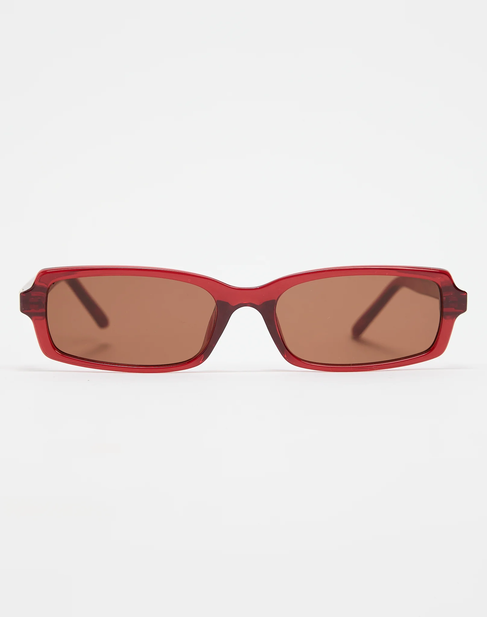 Slim Rectangle Frame Sunglasses Red X Gold