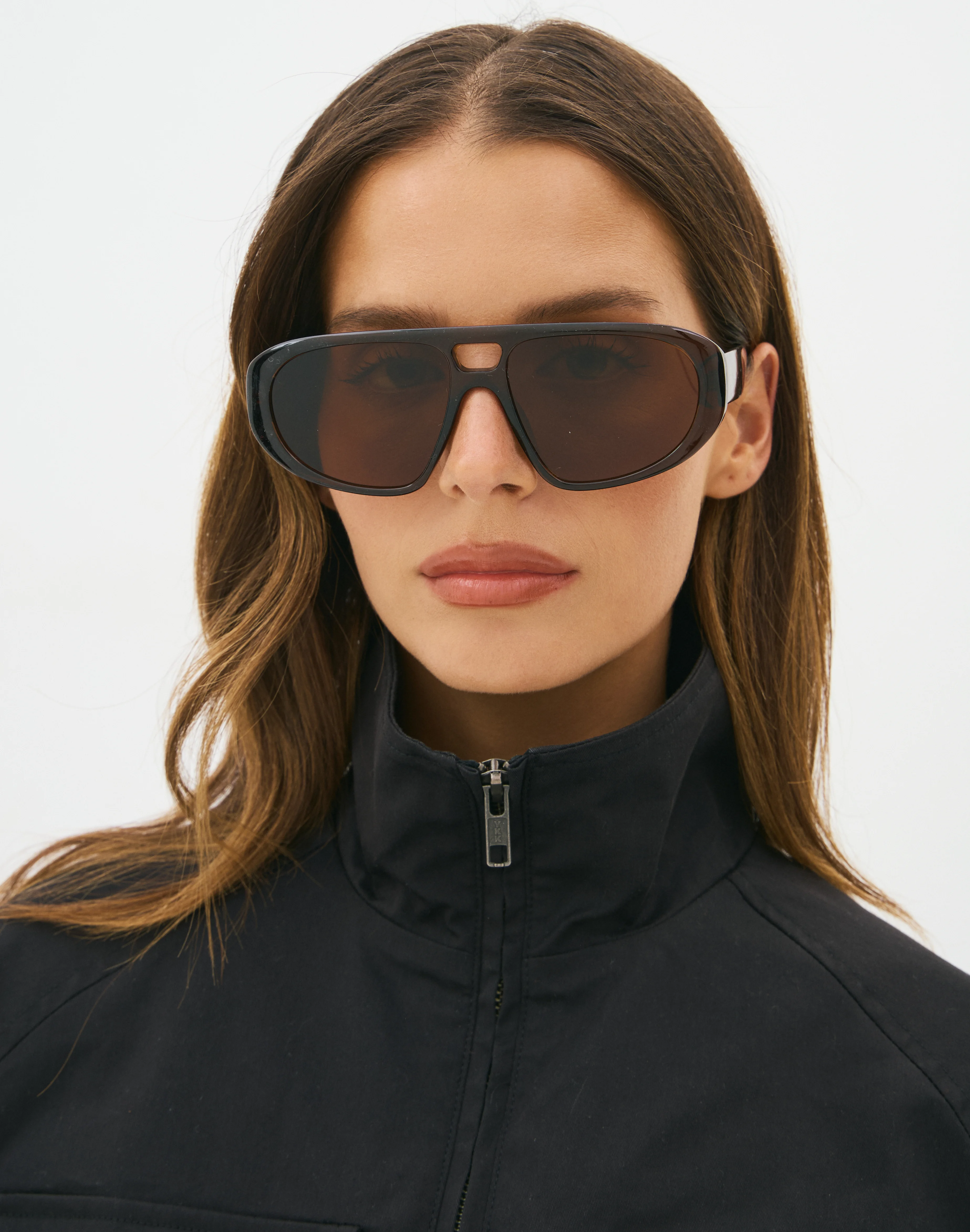 Round Aviator Sunglasses Brown X Brown