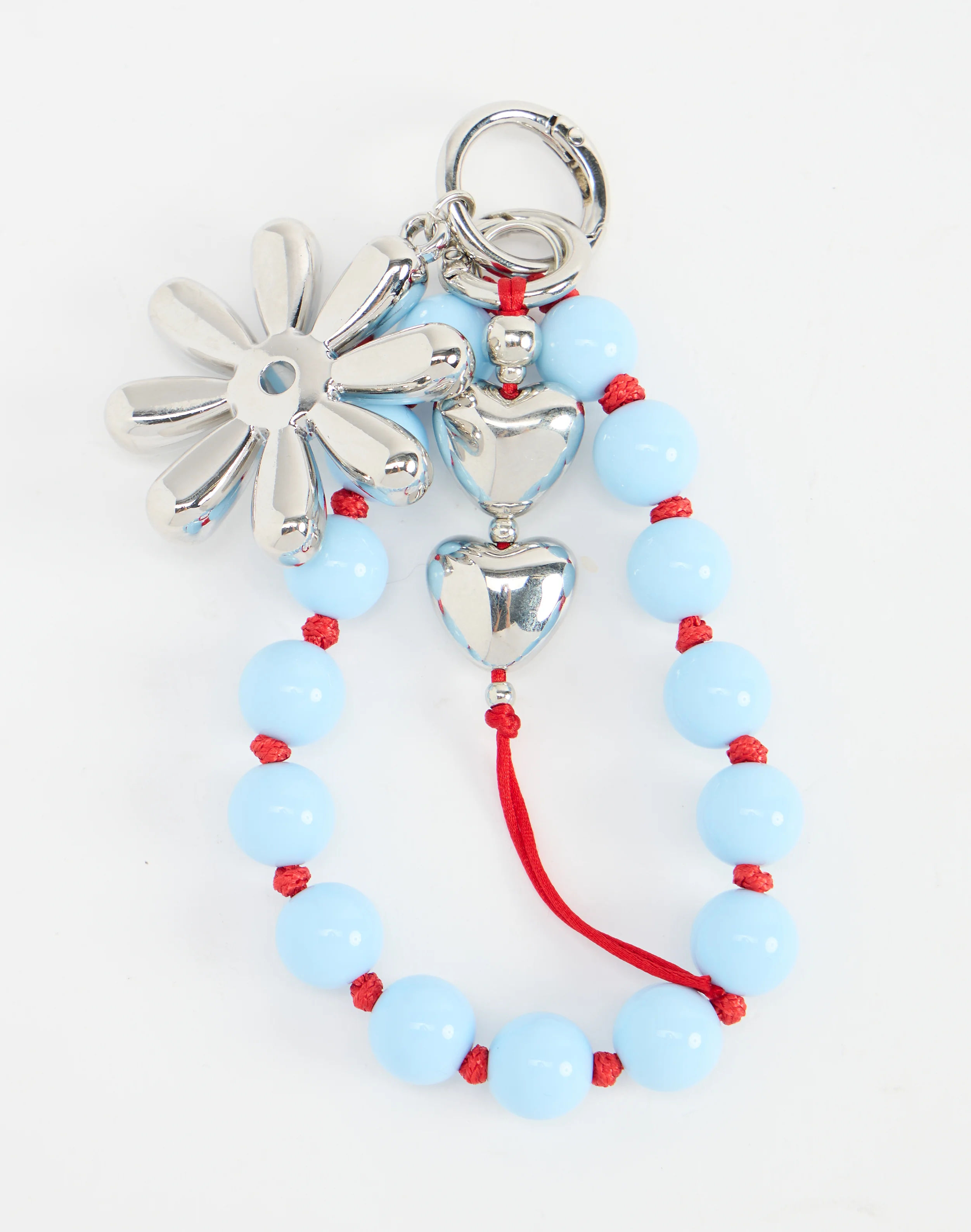 Hardware Beaded Bag Charm Blue X Red X Silver