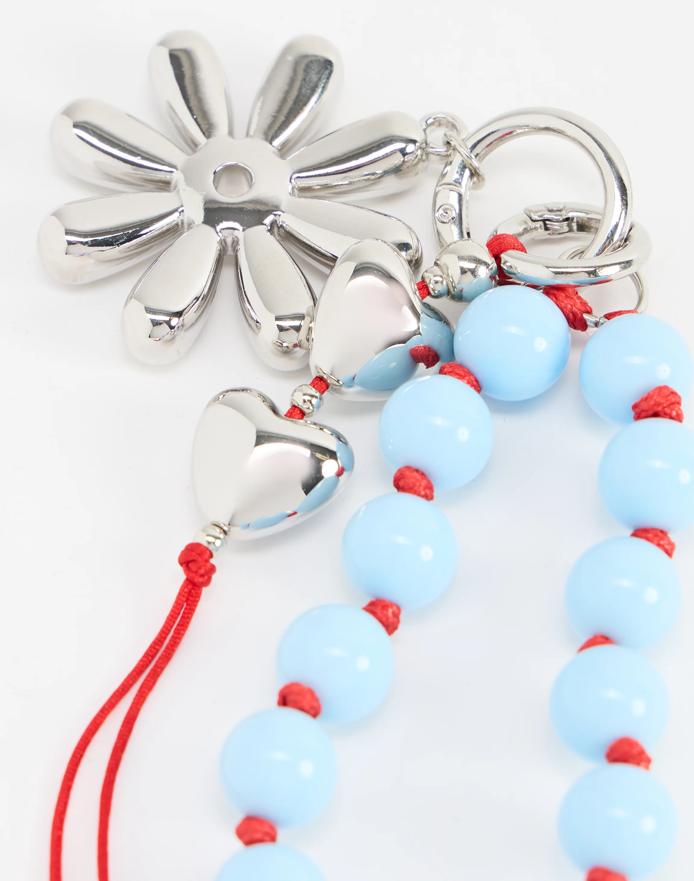 Hardware Beaded Bag Charm Blue X Red X Silver