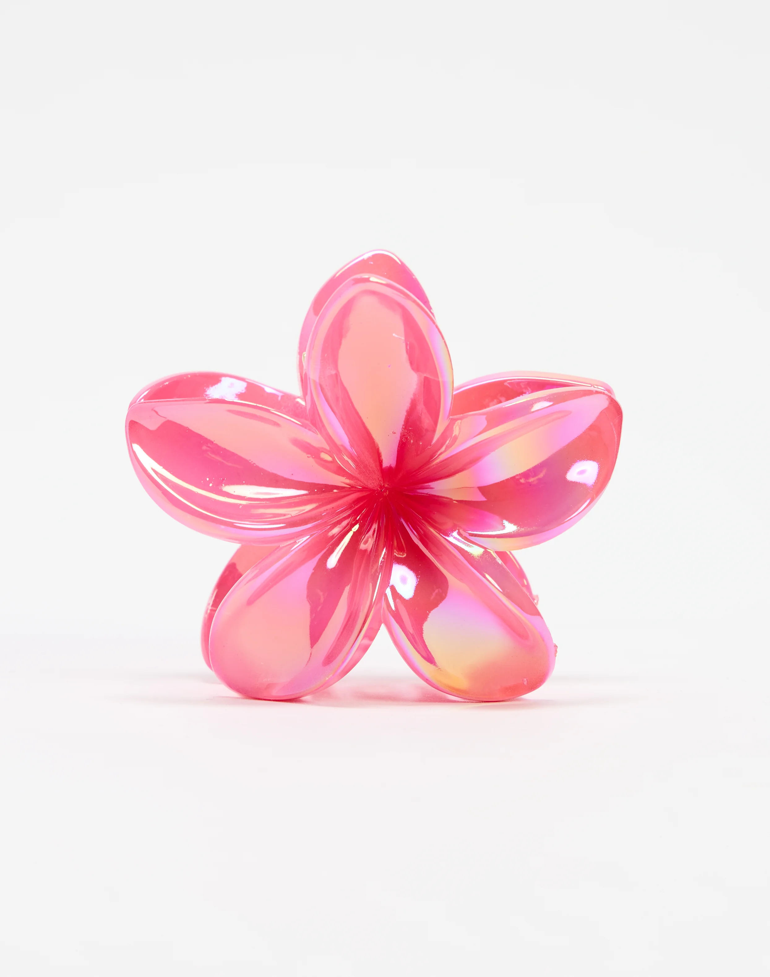 Frangipani Flower Hair Clip Hot Pink Metallic