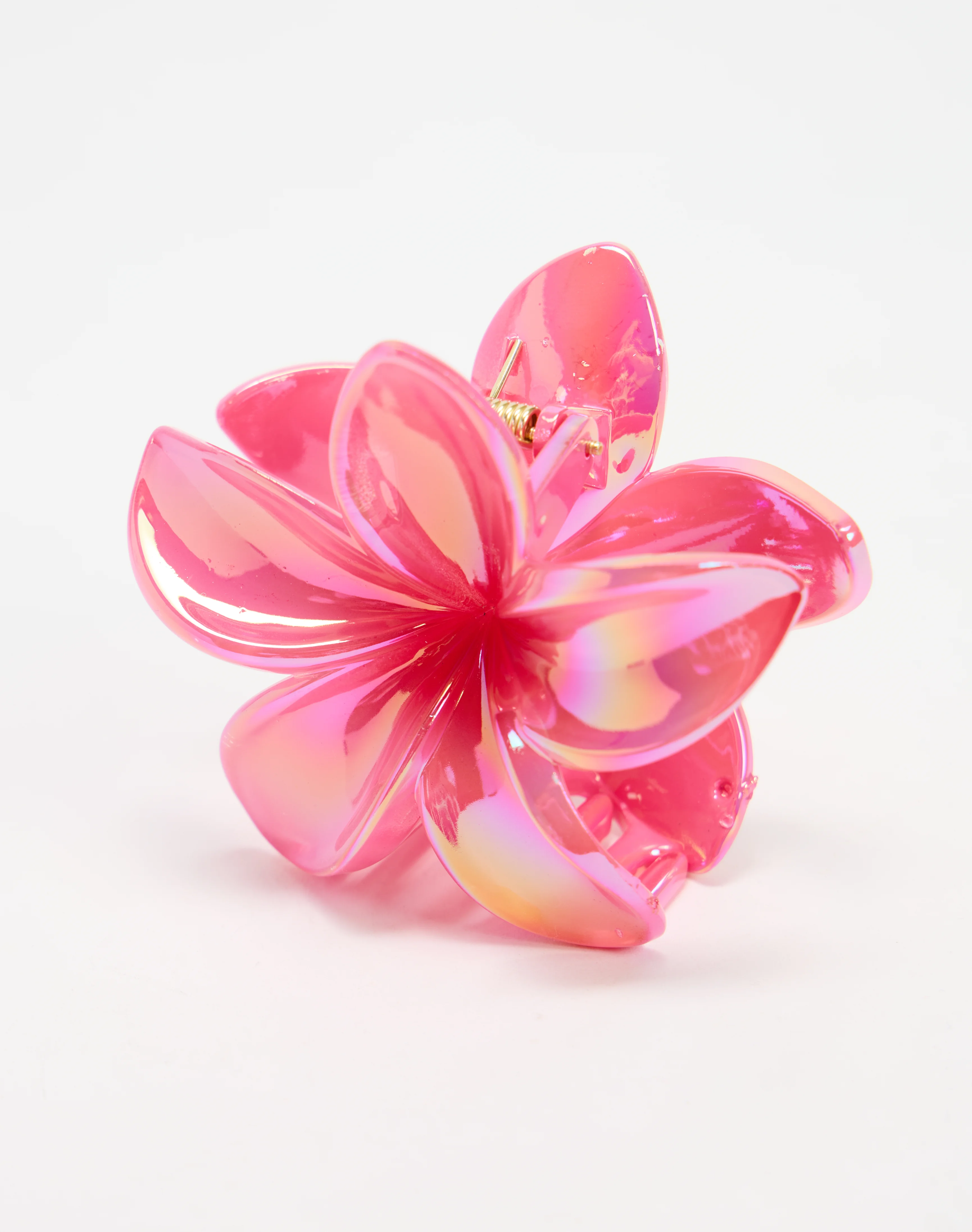 Frangipani Flower Hair Clip Hot Pink Metallic