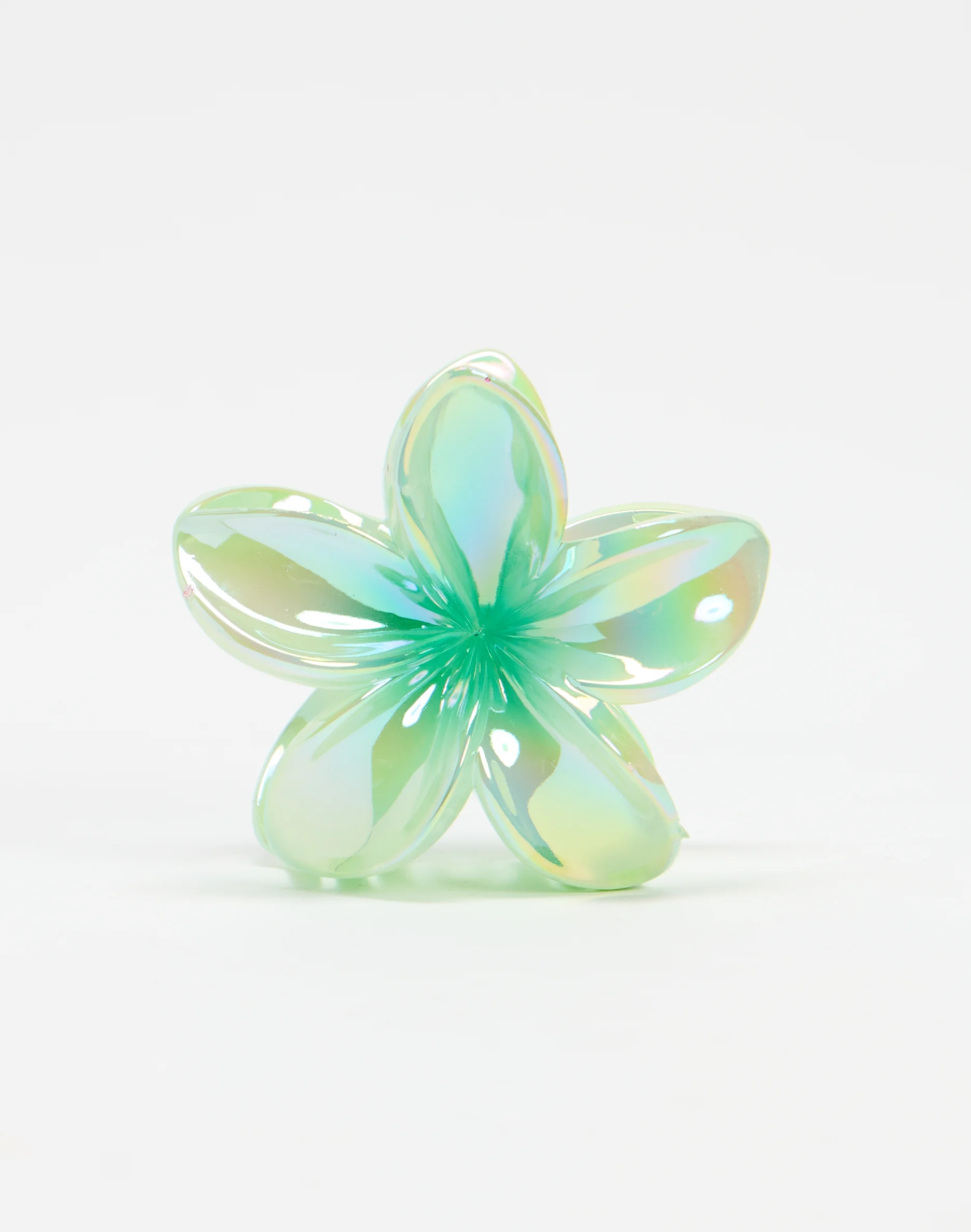 Frangipani Flower Hair Clip Mint Green Metallic