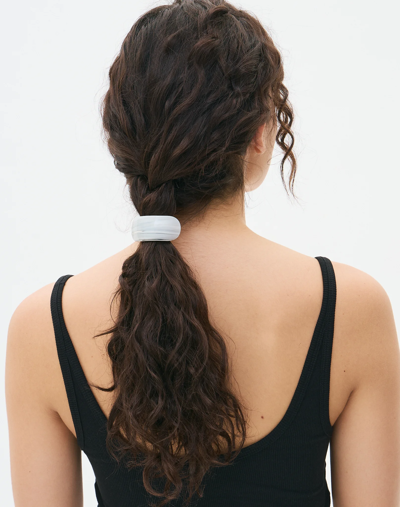 Curved Tort Hair Tie Grey Blue Stp