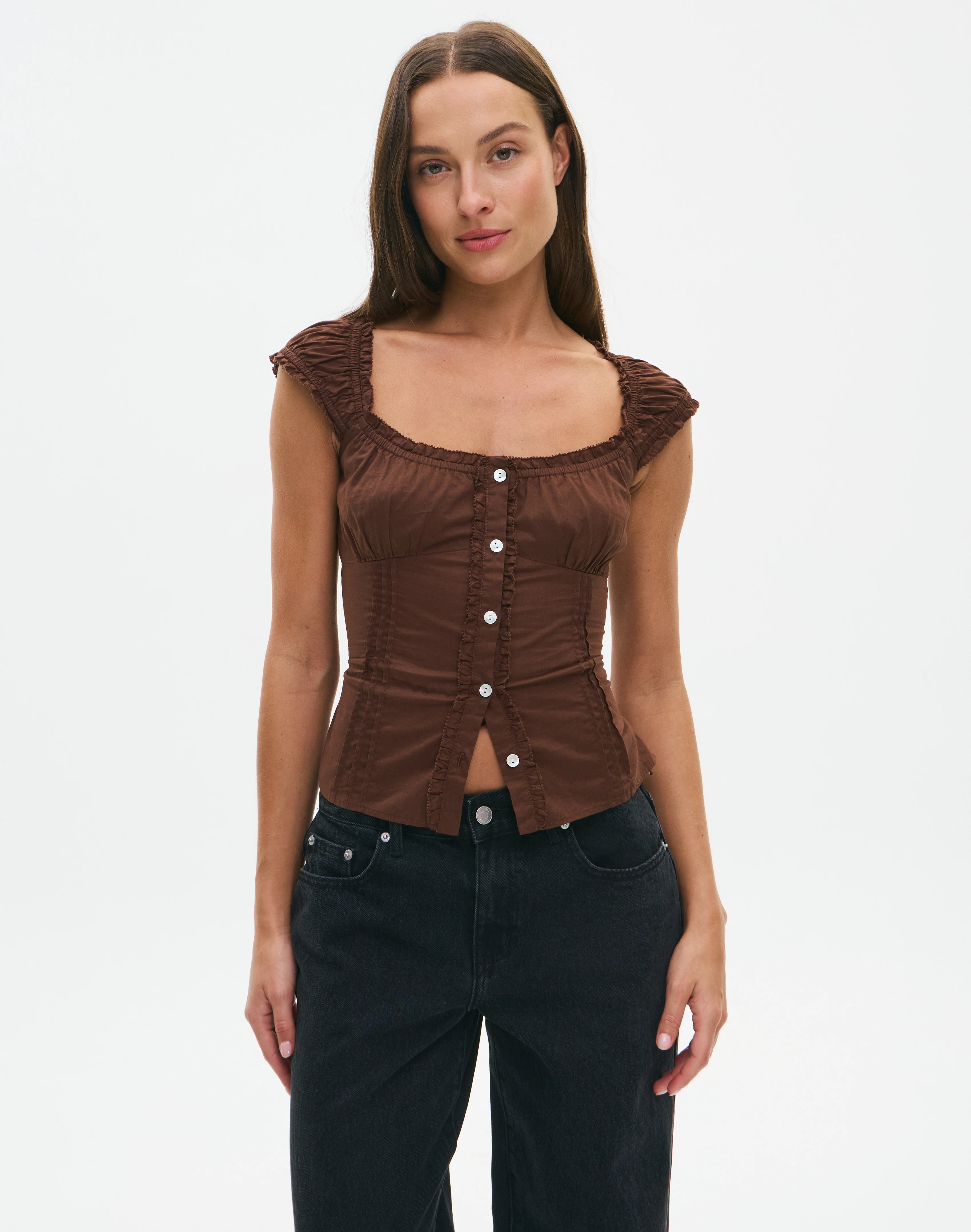 Frill Cap Sleeve Blouse Coco Loco