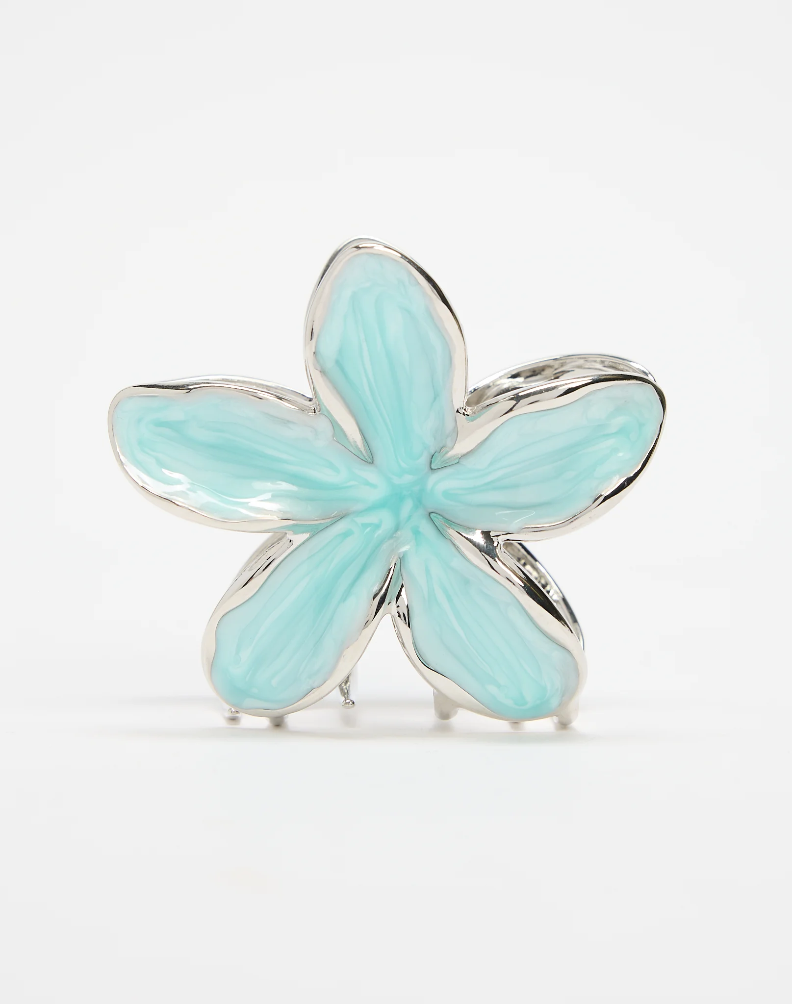 Frangipani Metal Detail Hair Clip Blue X Silver