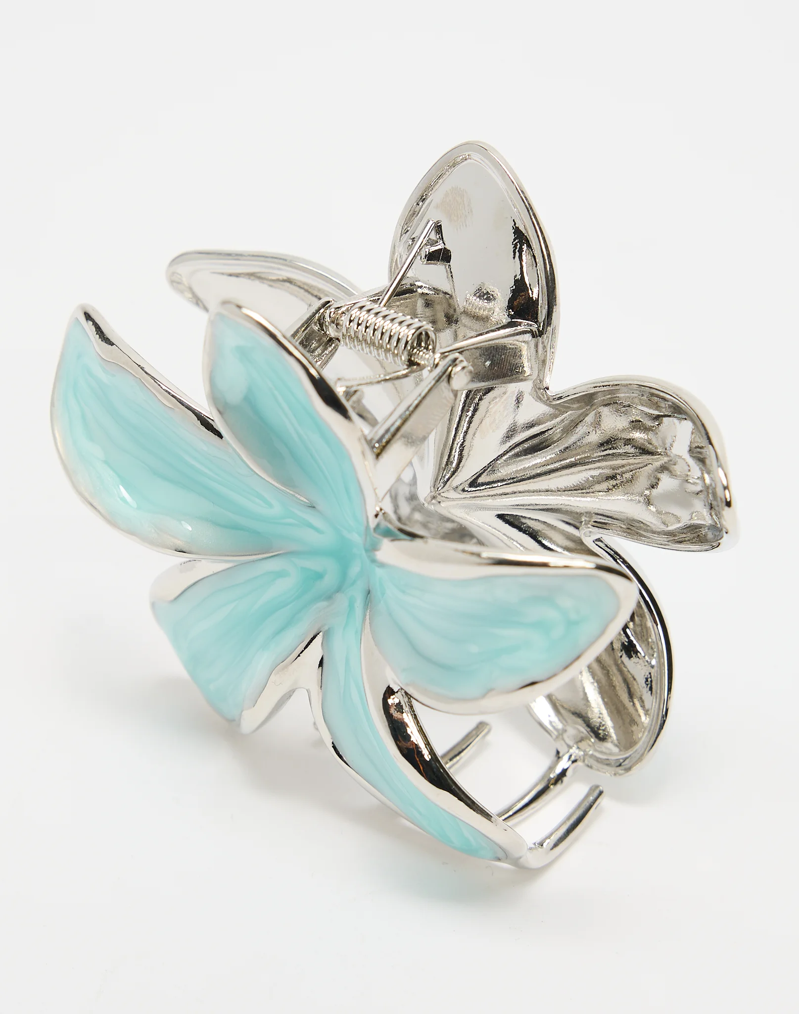 Frangipani Metal Detail Hair Clip Blue X Silver