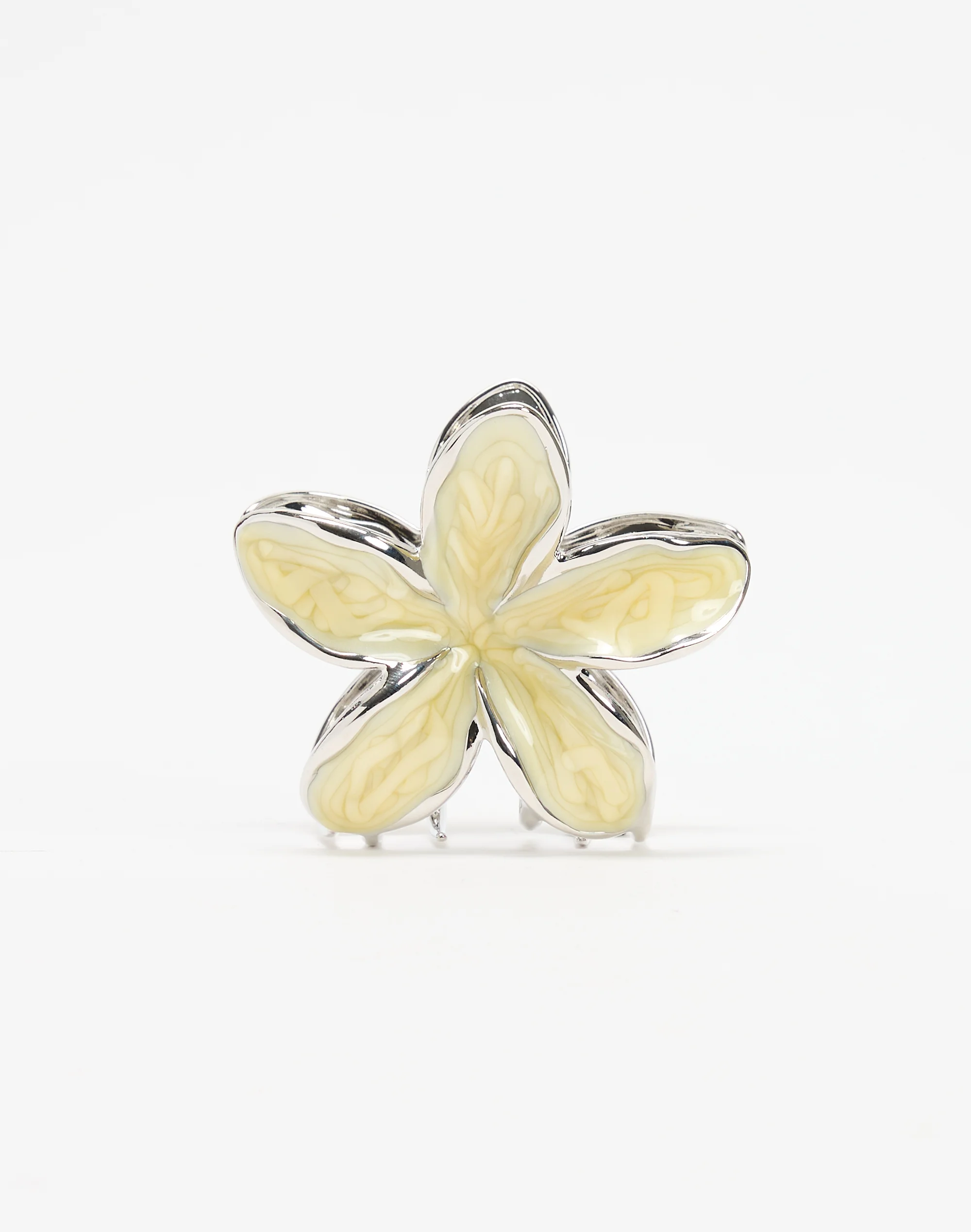 Frangipani Metal Detail Hair Clip Candle Light X Silver