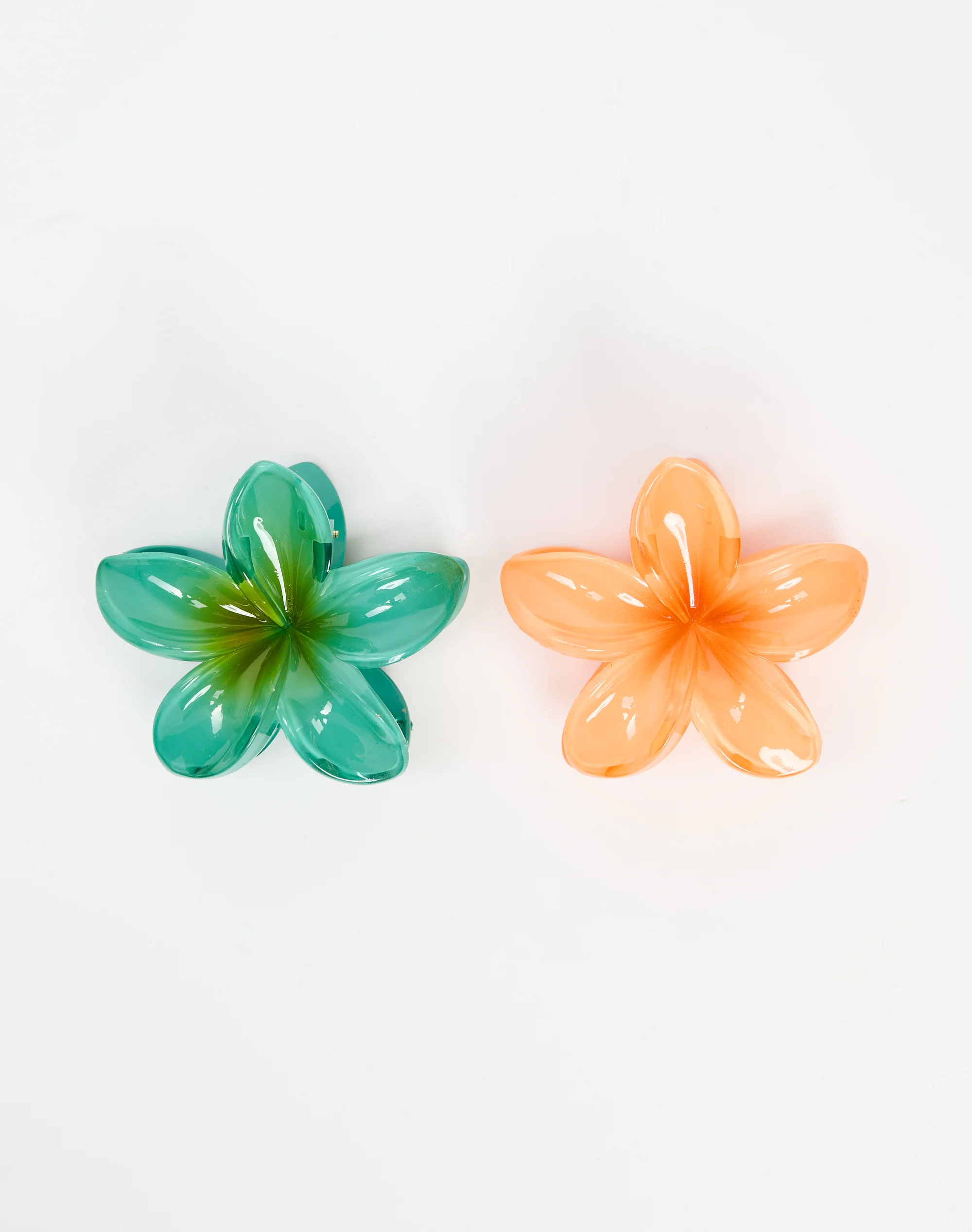 Frangipani Hair Clip Two Pack Orange X Blue