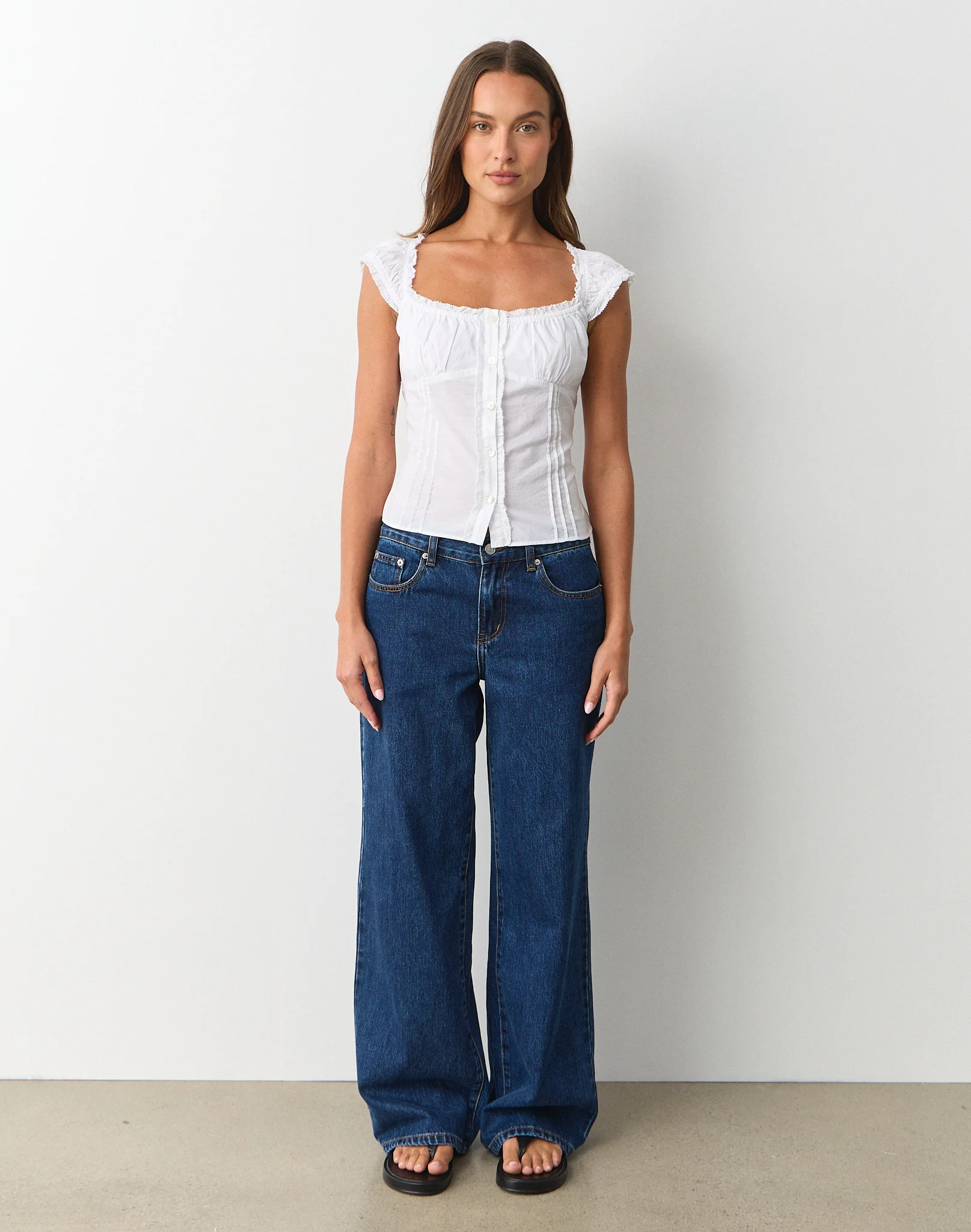 Frill Cap Sleeve Blouse White 4 Frill Cap Sleeve Blouse White