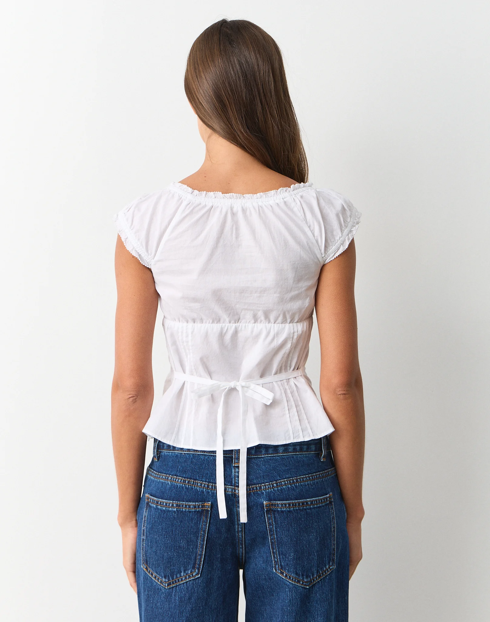 Frill Cap Sleeve Blouse White 5 Frill Cap Sleeve Blouse White