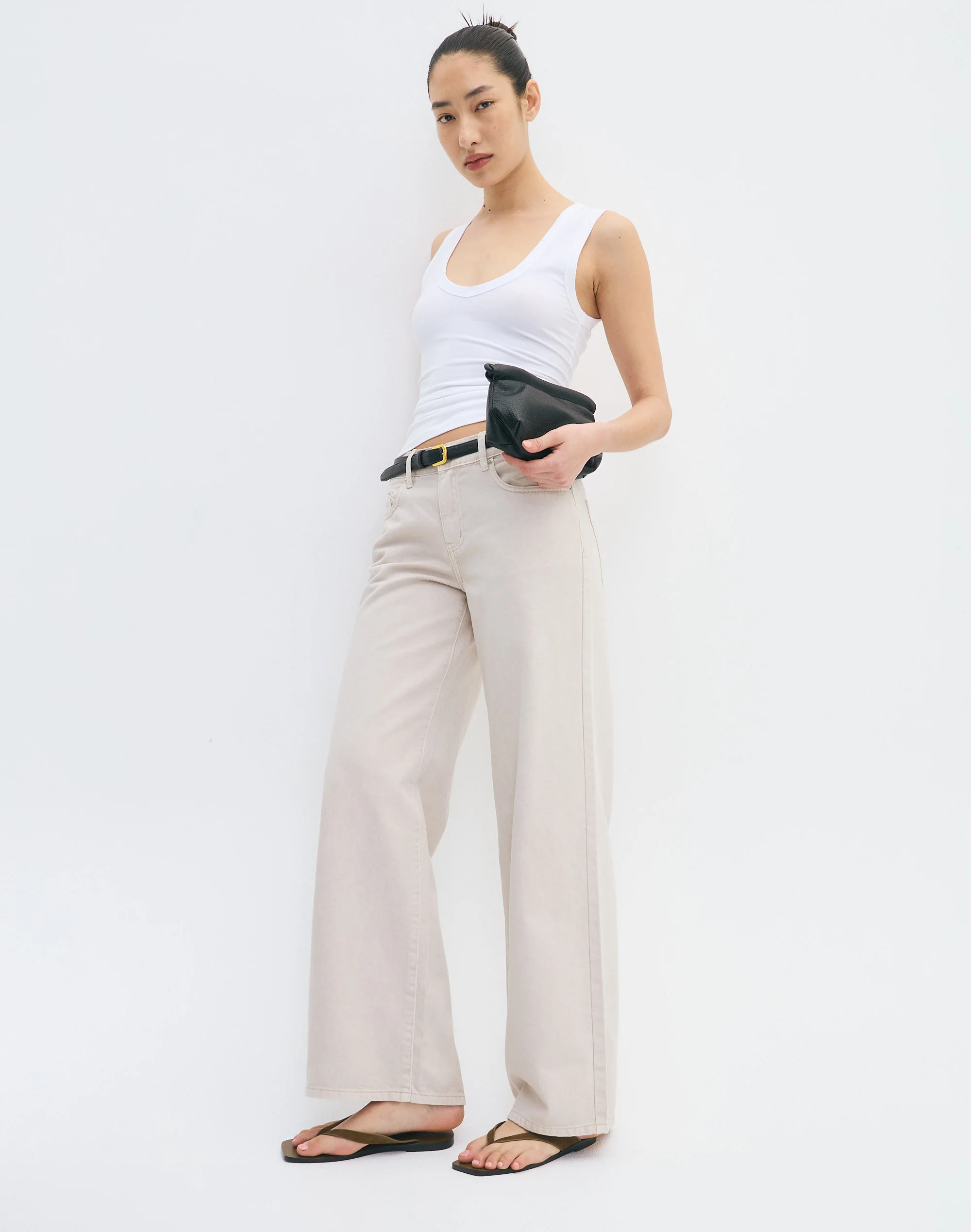 Low Rise Wide Leg Jean Beach Sand