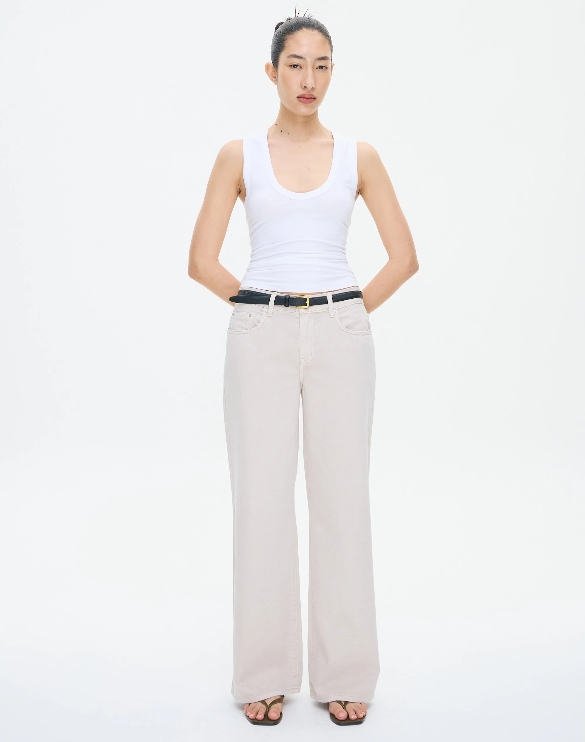 Low Rise Wide Leg Jean Beach Sand