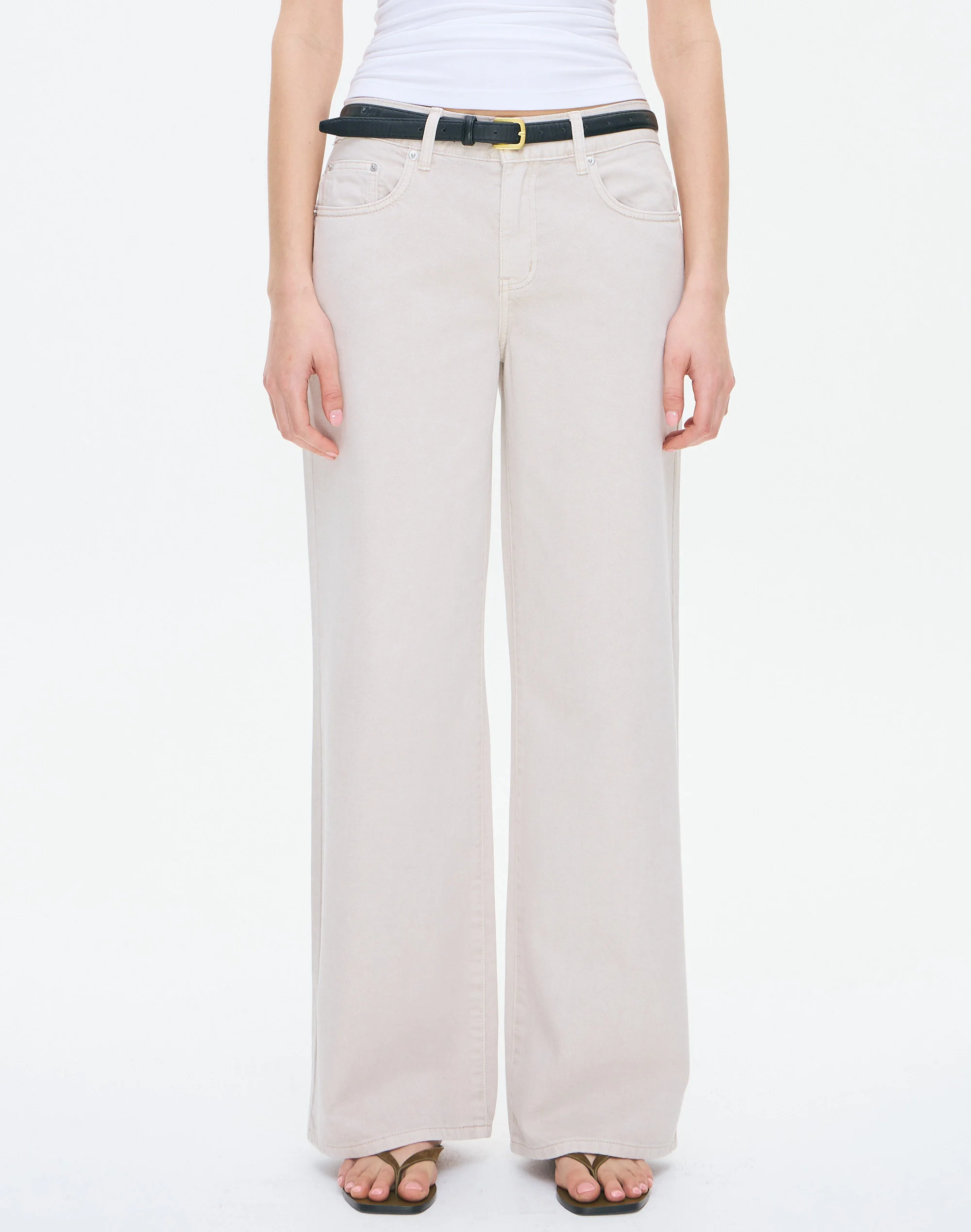 Low Rise Wide Leg Jean Beach Sand