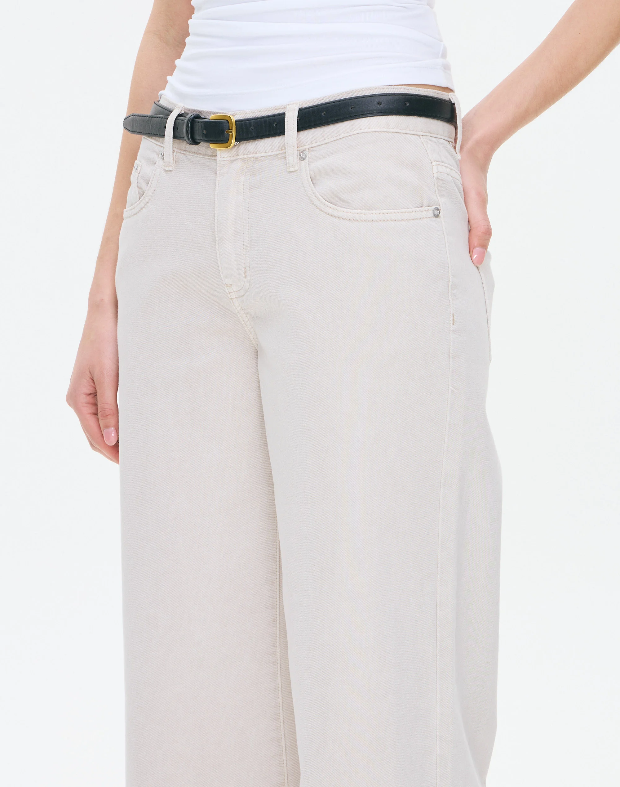 Low Rise Wide Leg Jean Beach Sand