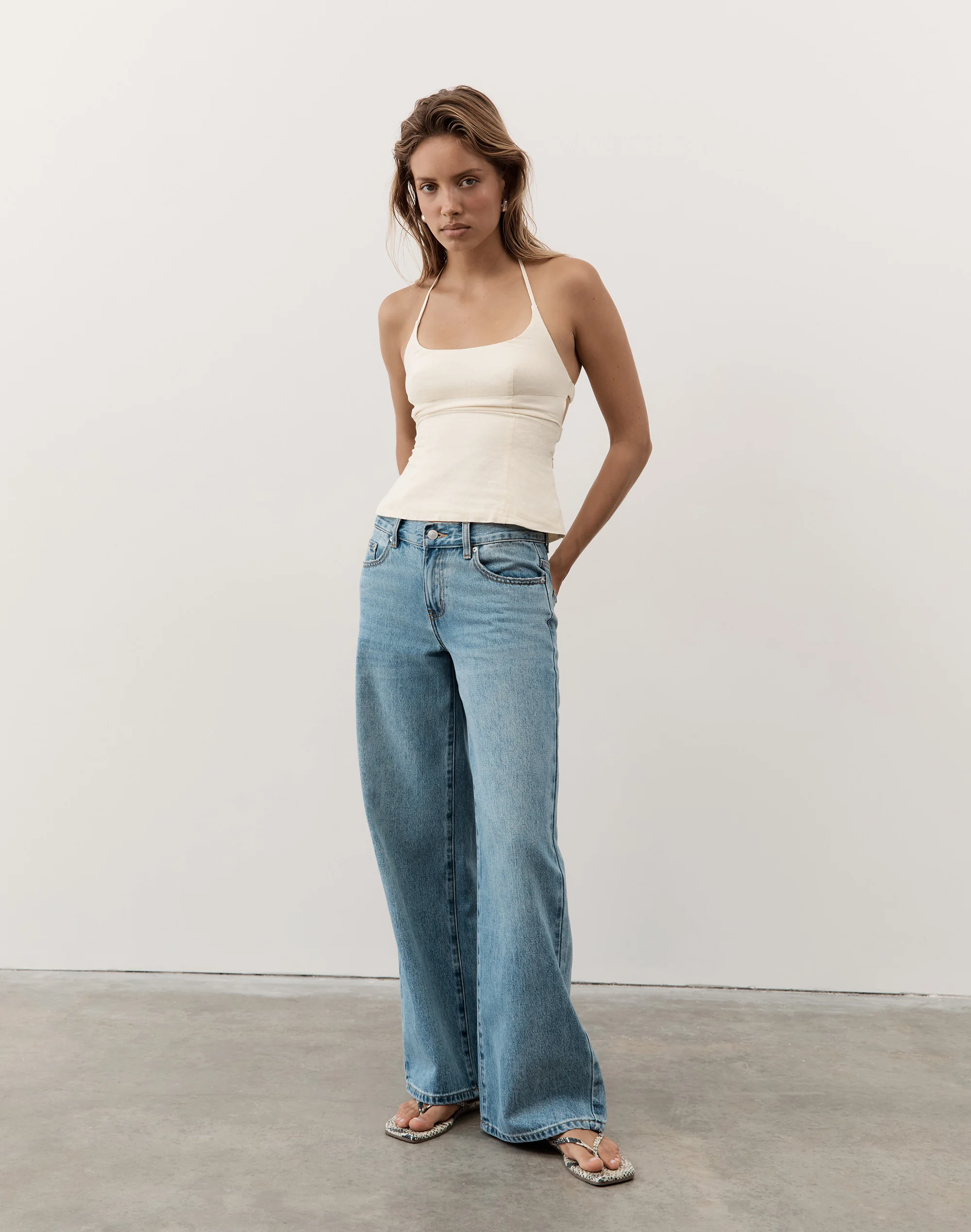 Low Rise Wide Leg Jean Blue Malibu Nib