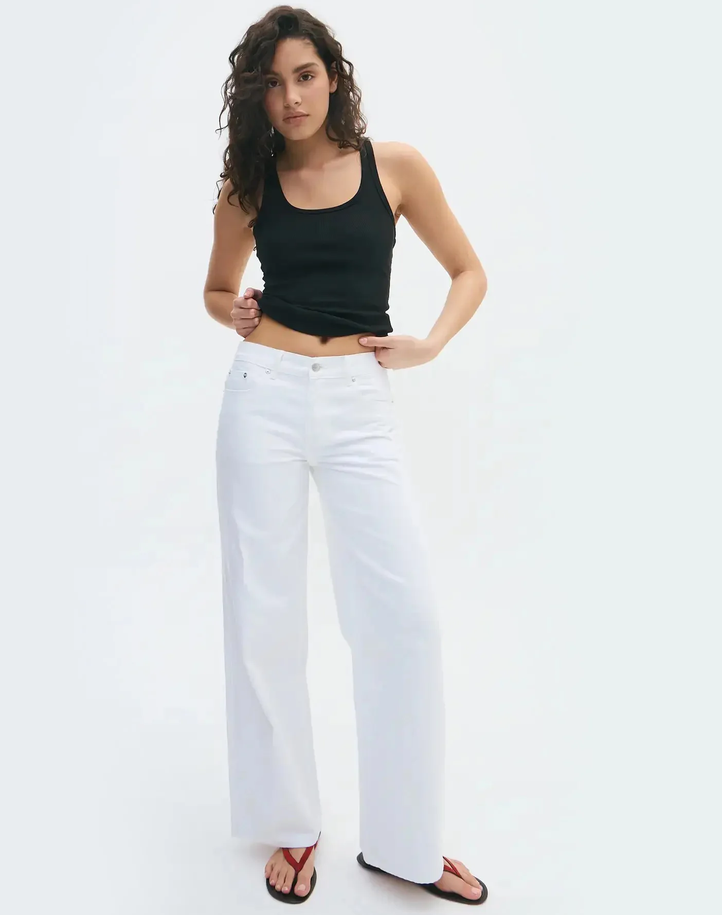 Low Rise Wide Leg Jean Waikiki White