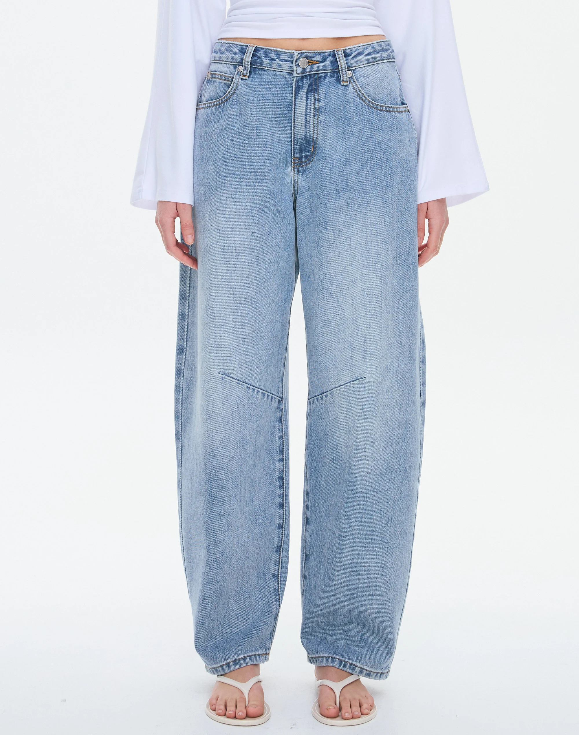 Buckle Detail Barrel Leg Jean Thunder Bird 4 Buckle Detail Barrel Leg Jean Thunder Bird