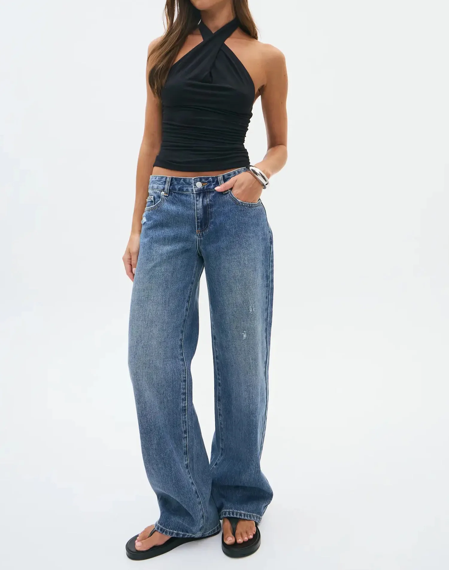 Low Rise Straight Leg Jean Bingo Blue