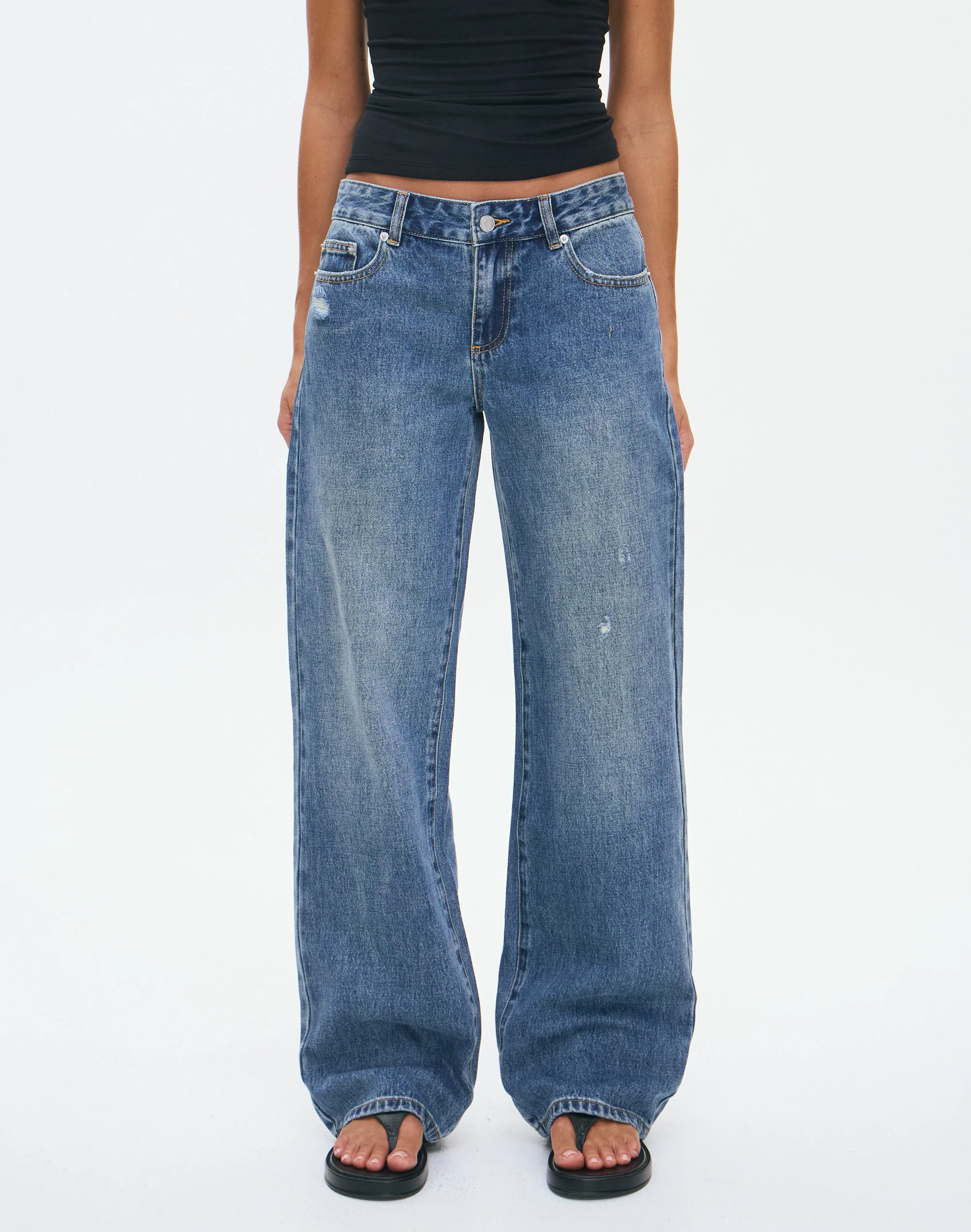 Low Rise Straight Leg Jean Bingo Blue