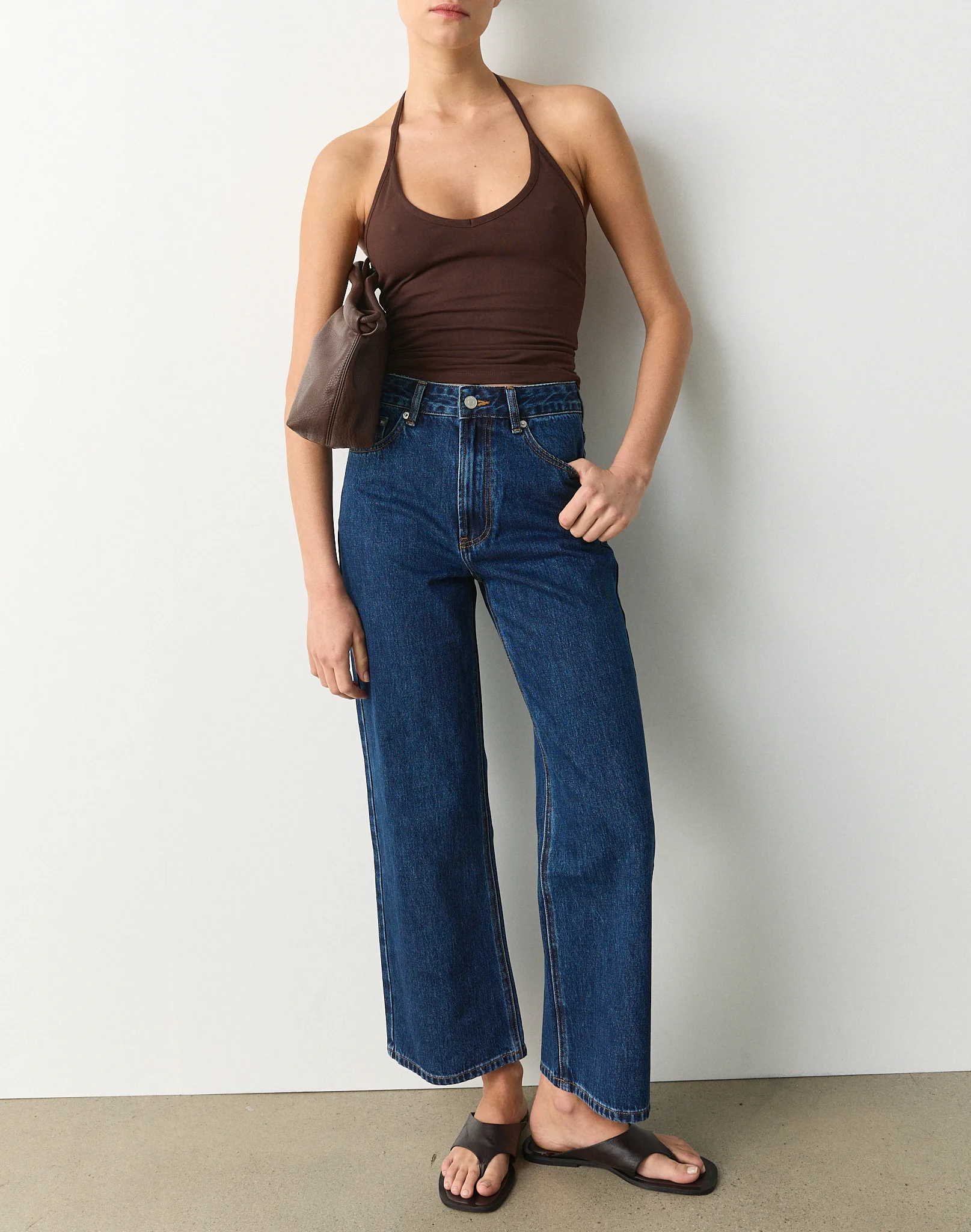 High Rise Straight Leg Cropped Jean Billie Blue Wash