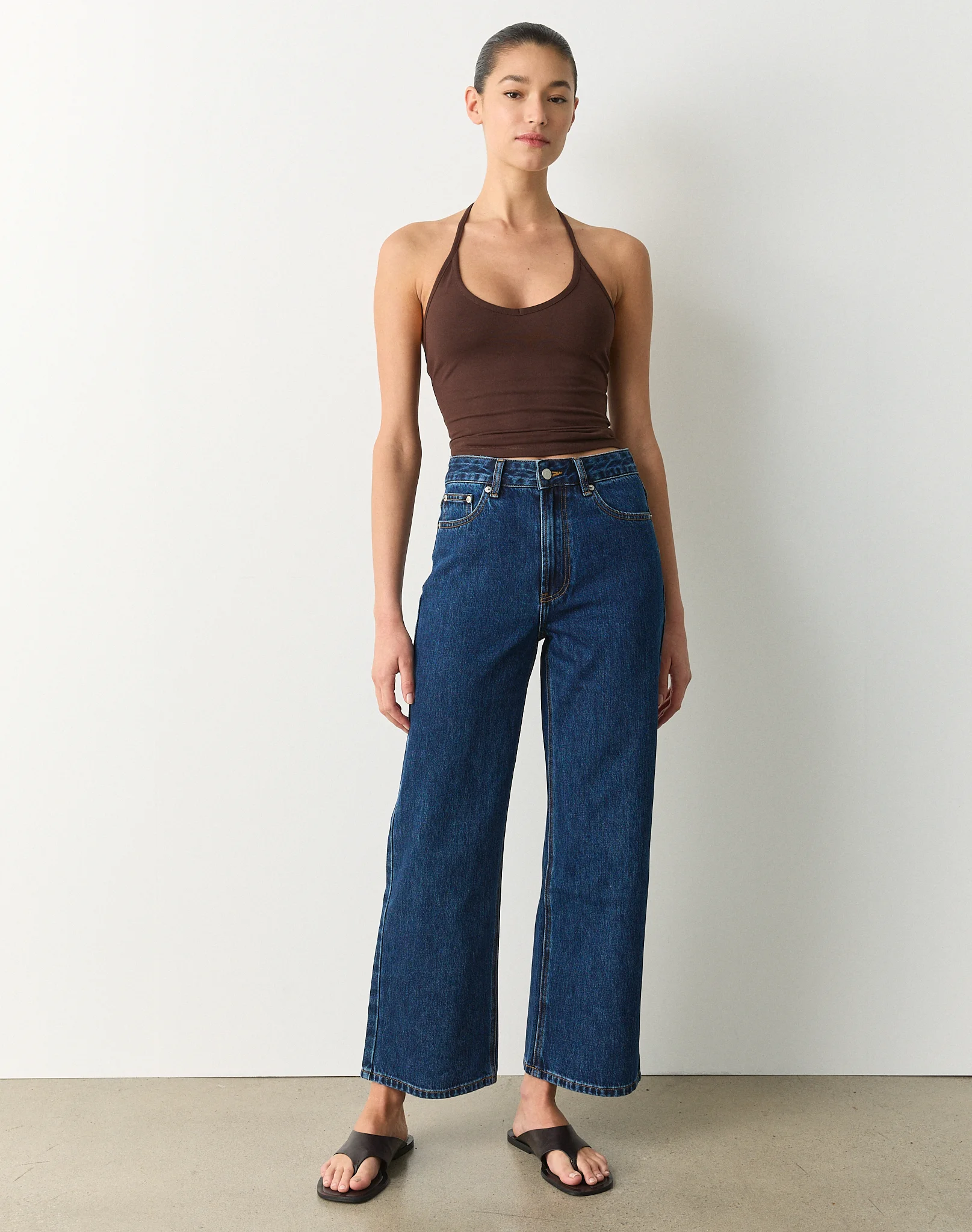 High Rise Straight Leg Cropped Jean Billie Blue Wash