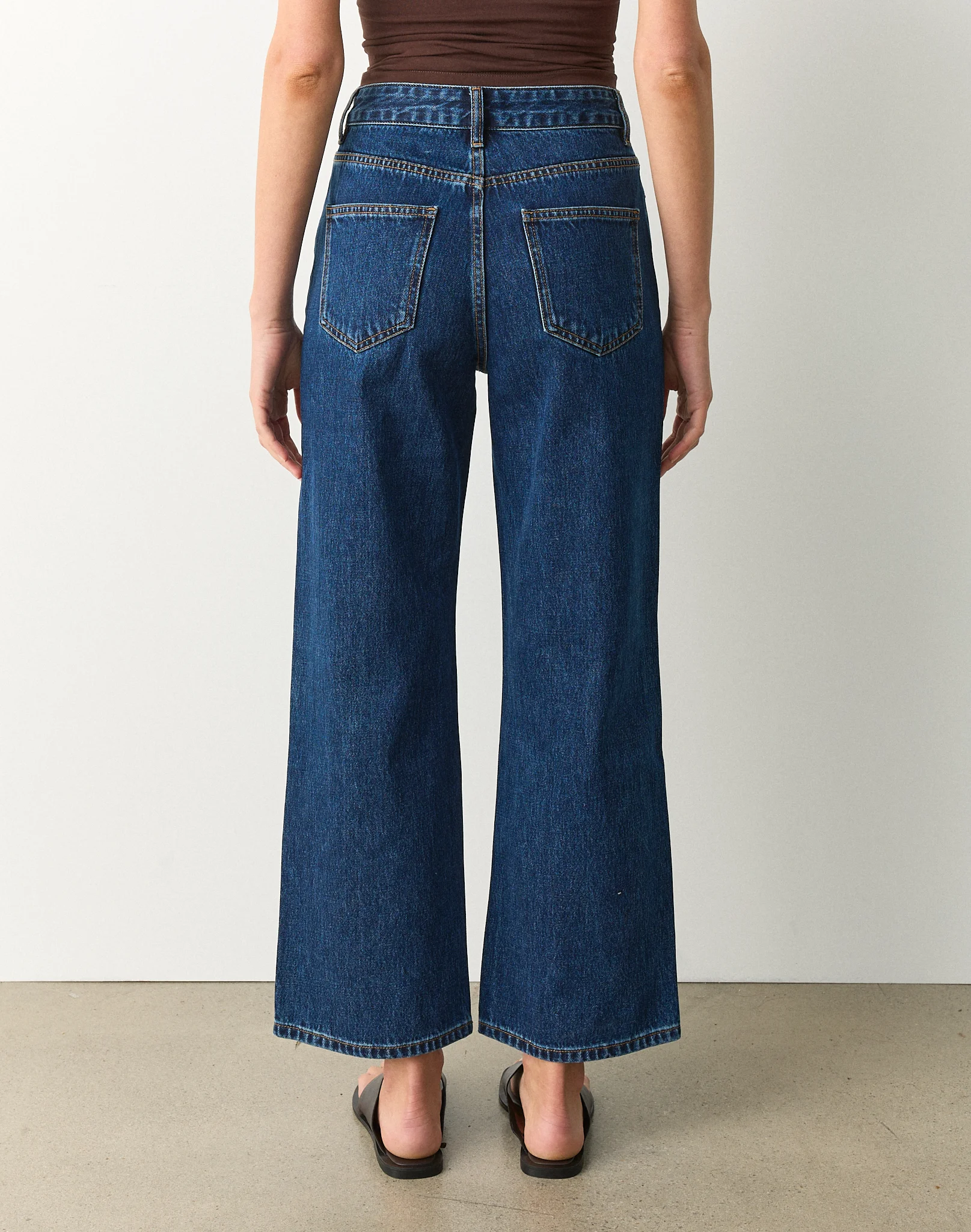 High Rise Straight Leg Cropped Jean Billie Blue Wash
