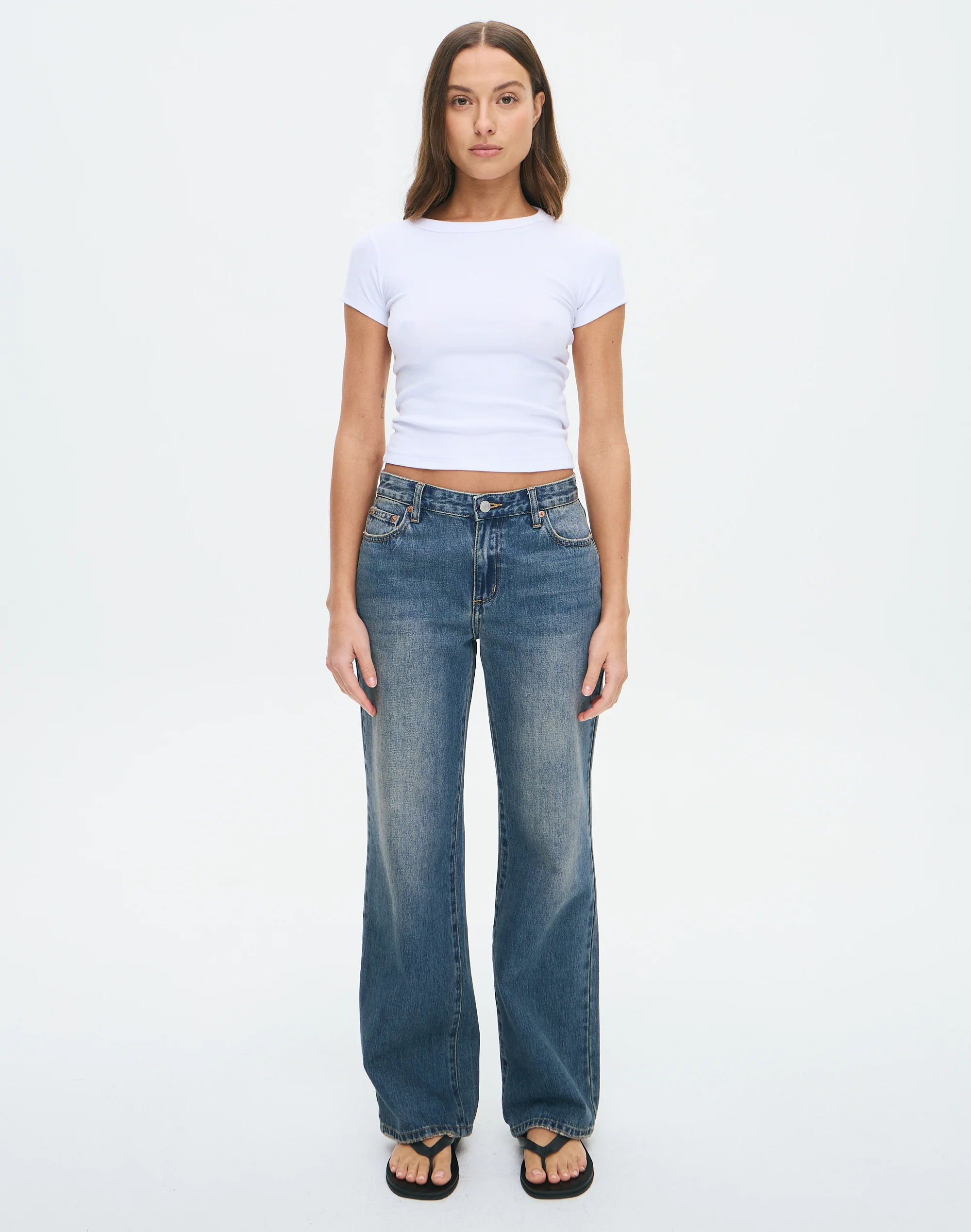 Low Rise Straight Leg Jean Jaded Blue