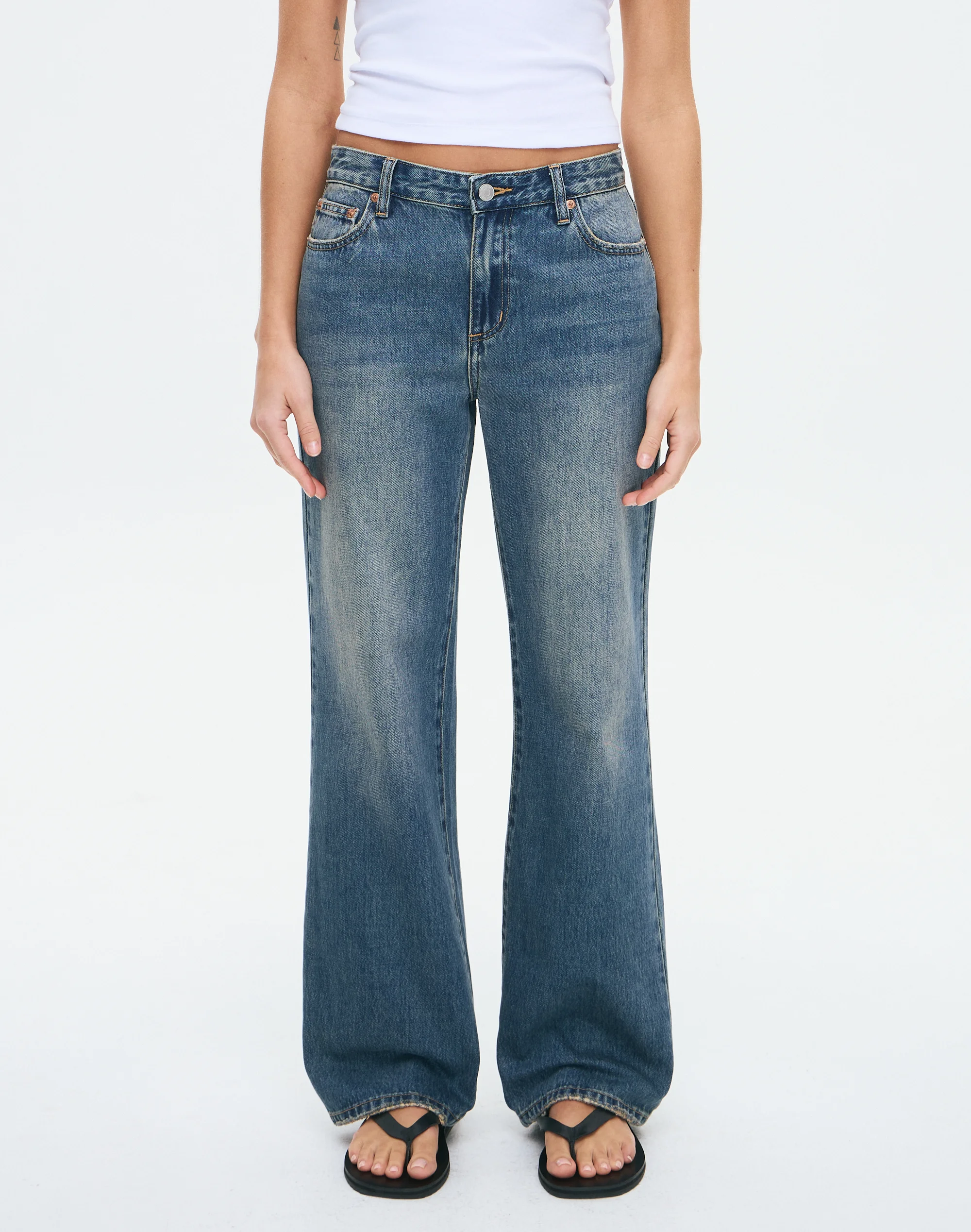 Low Rise Straight Leg Jean Jaded Blue