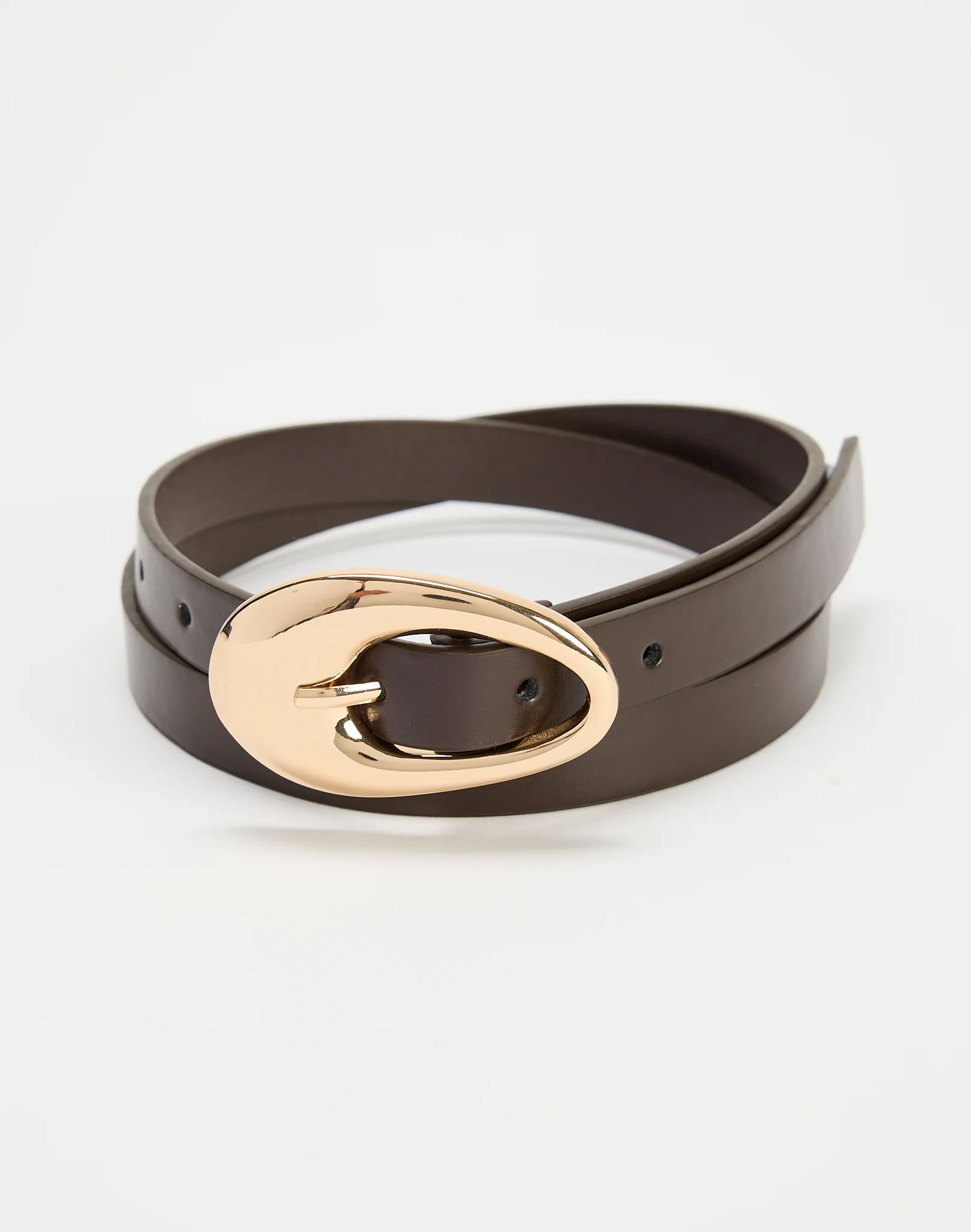 Statement Buckle Belt Brown X Gold
