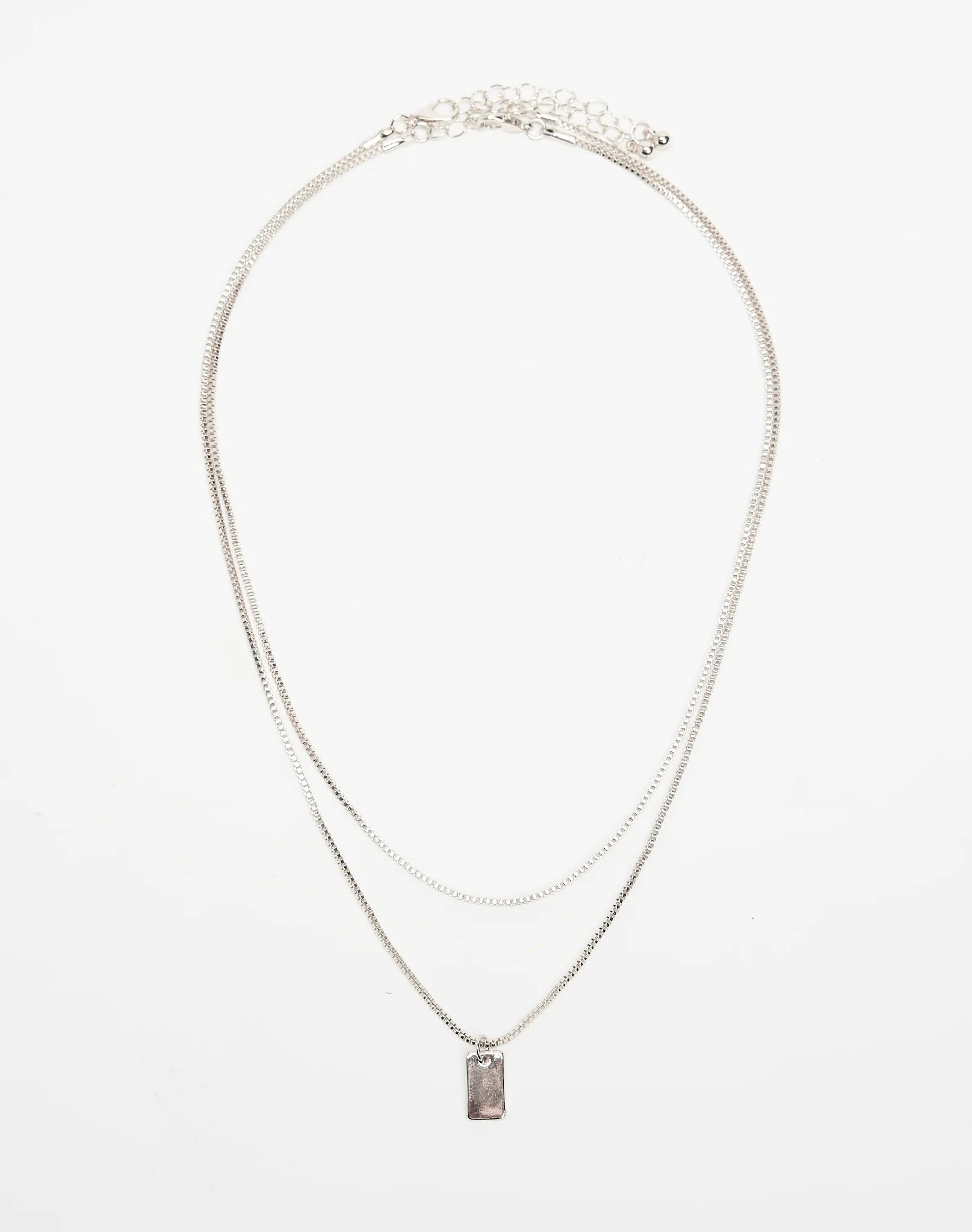 Layered Pendant Necklace Silver
