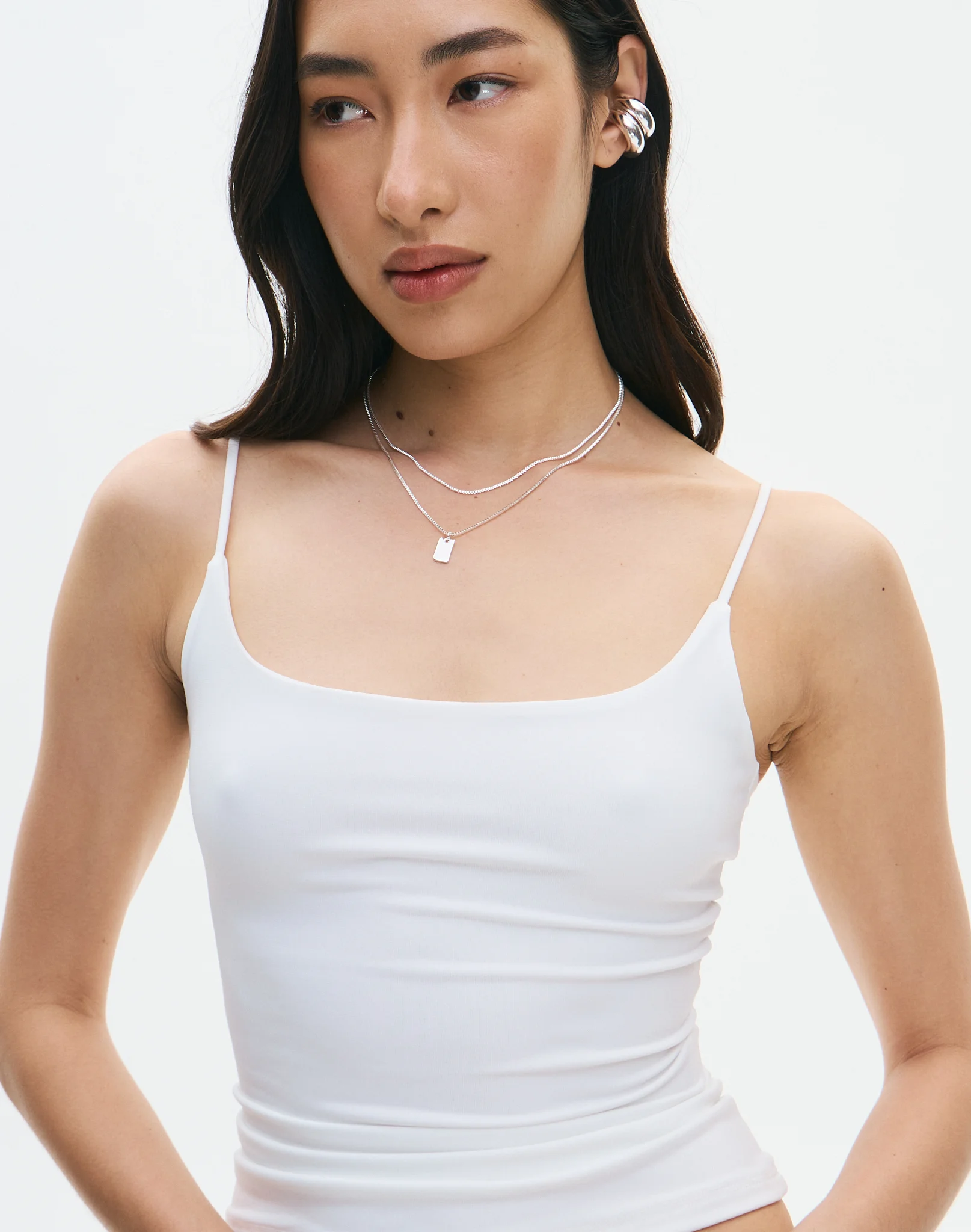 Layered Pendant Necklace Silver