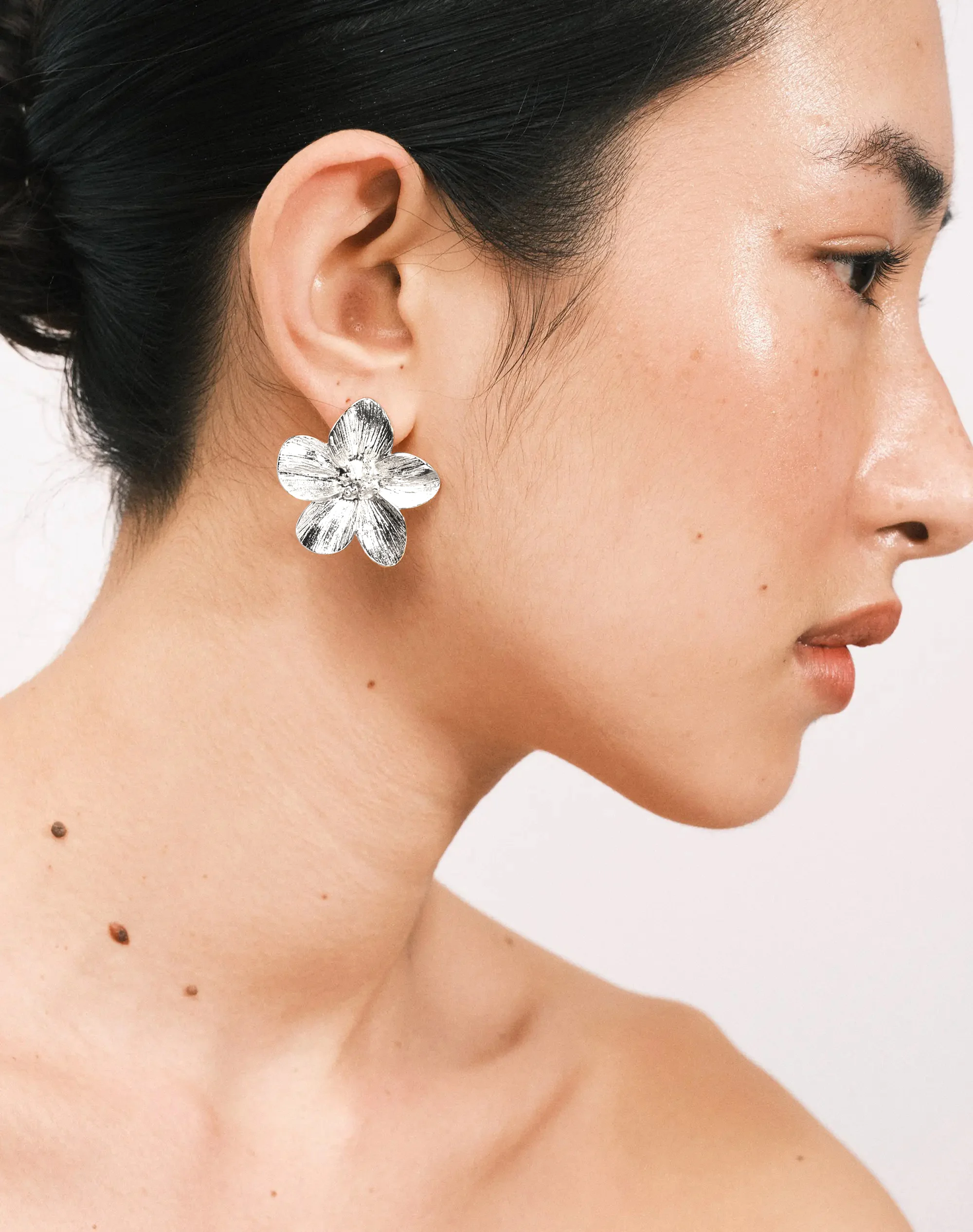 Flower Statement Earring Silver