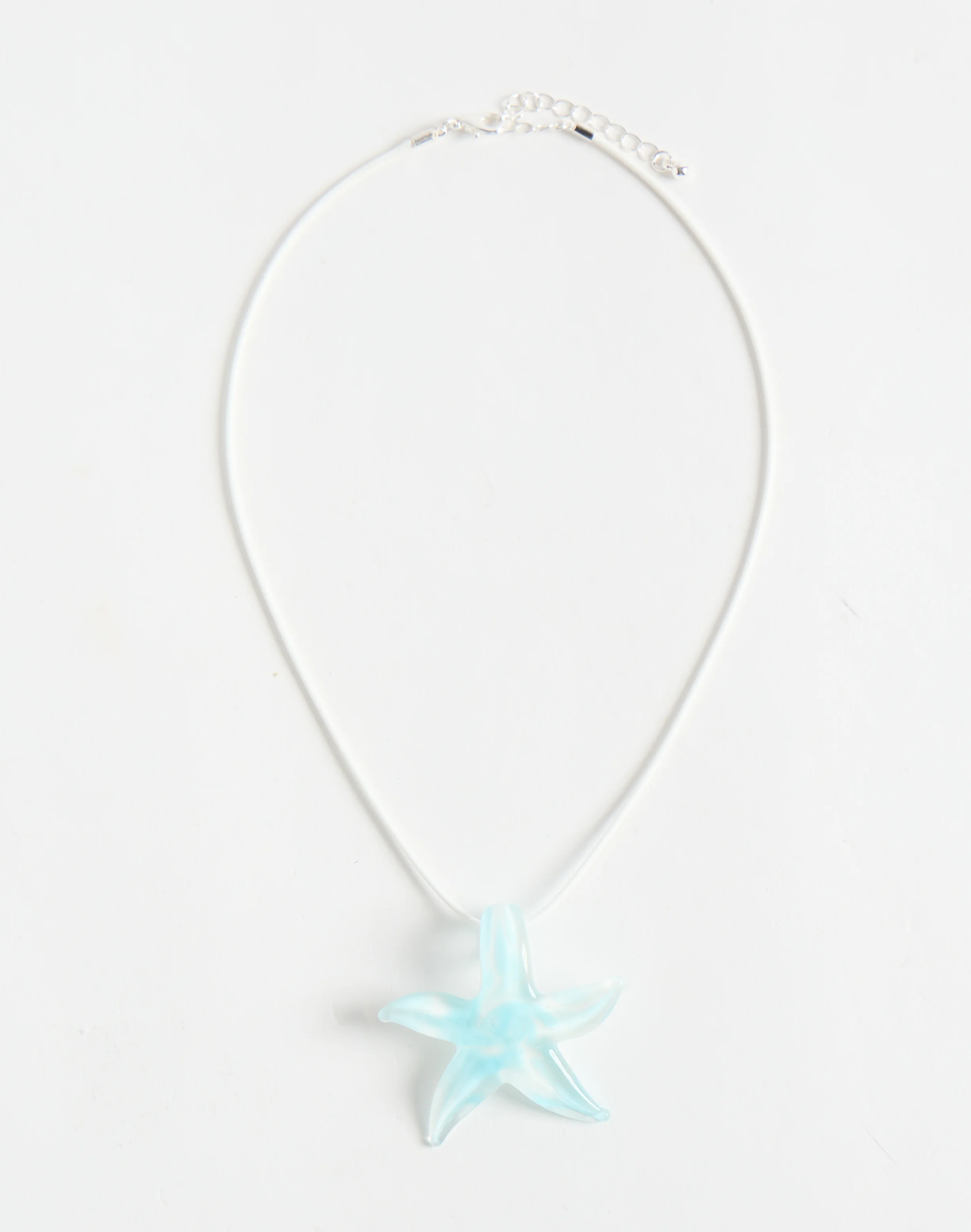 Starfish Cord Necklace White X Aqua