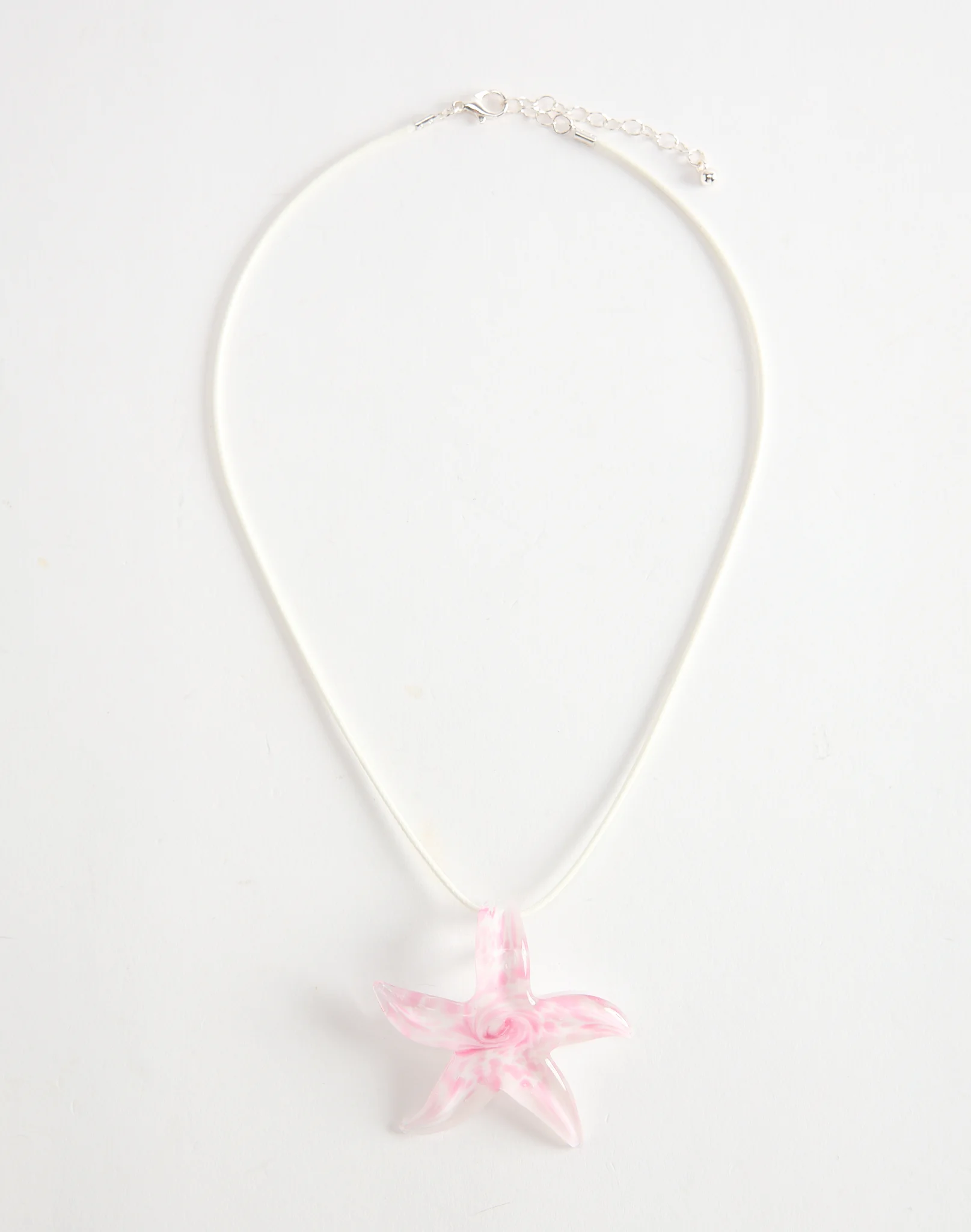 Starfish Cord Necklace White X Pink