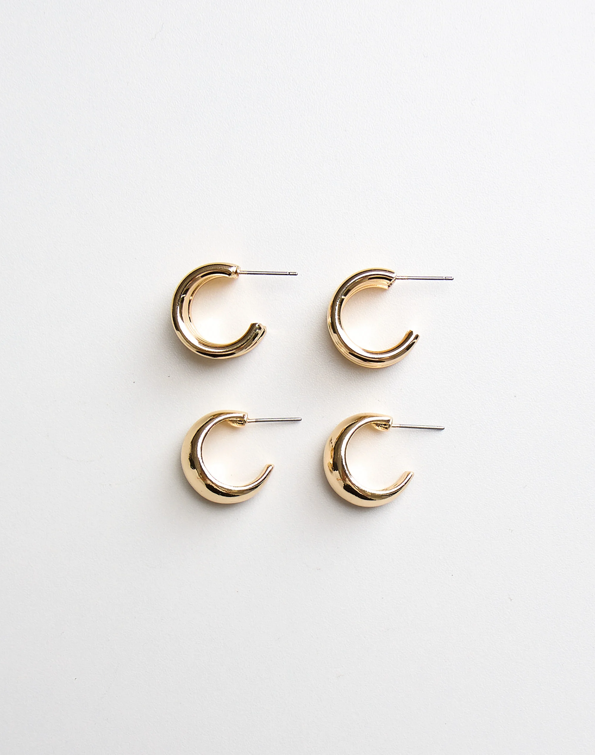 Double Chunky  Hoop Earring Pack Gold