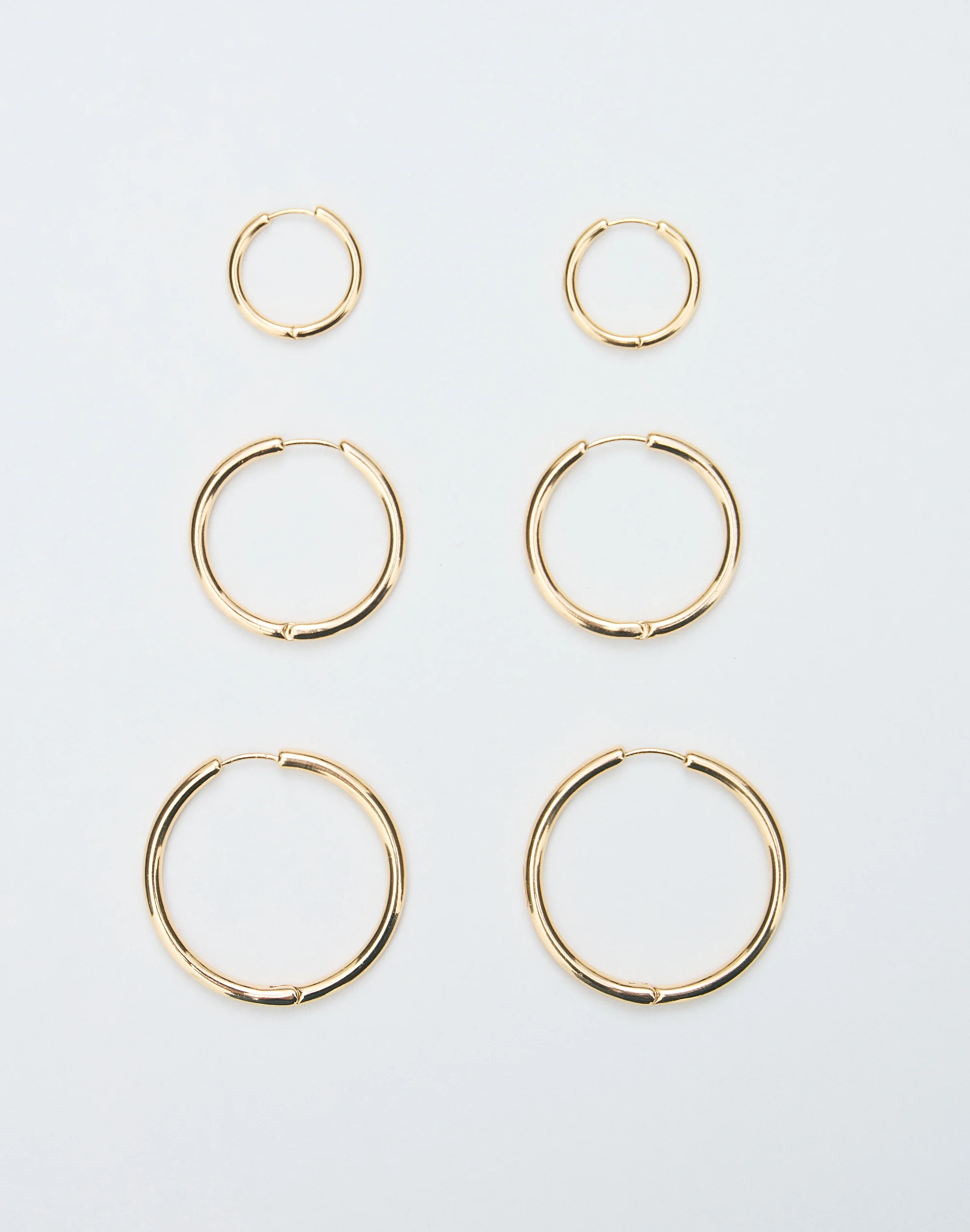 Three Hoop Earring Pack Gold