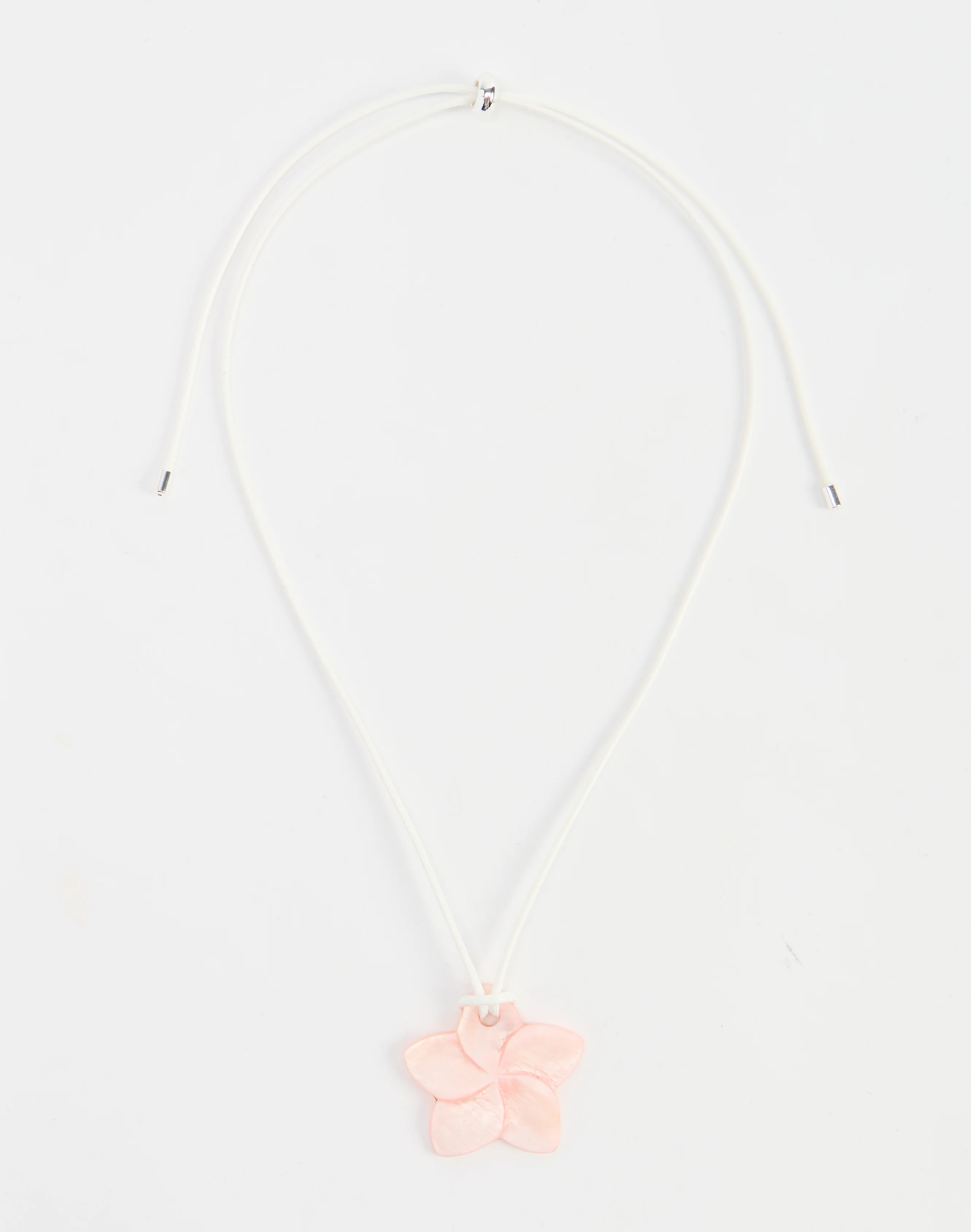 Frangipani Pendant Cord Necklace White X Pink