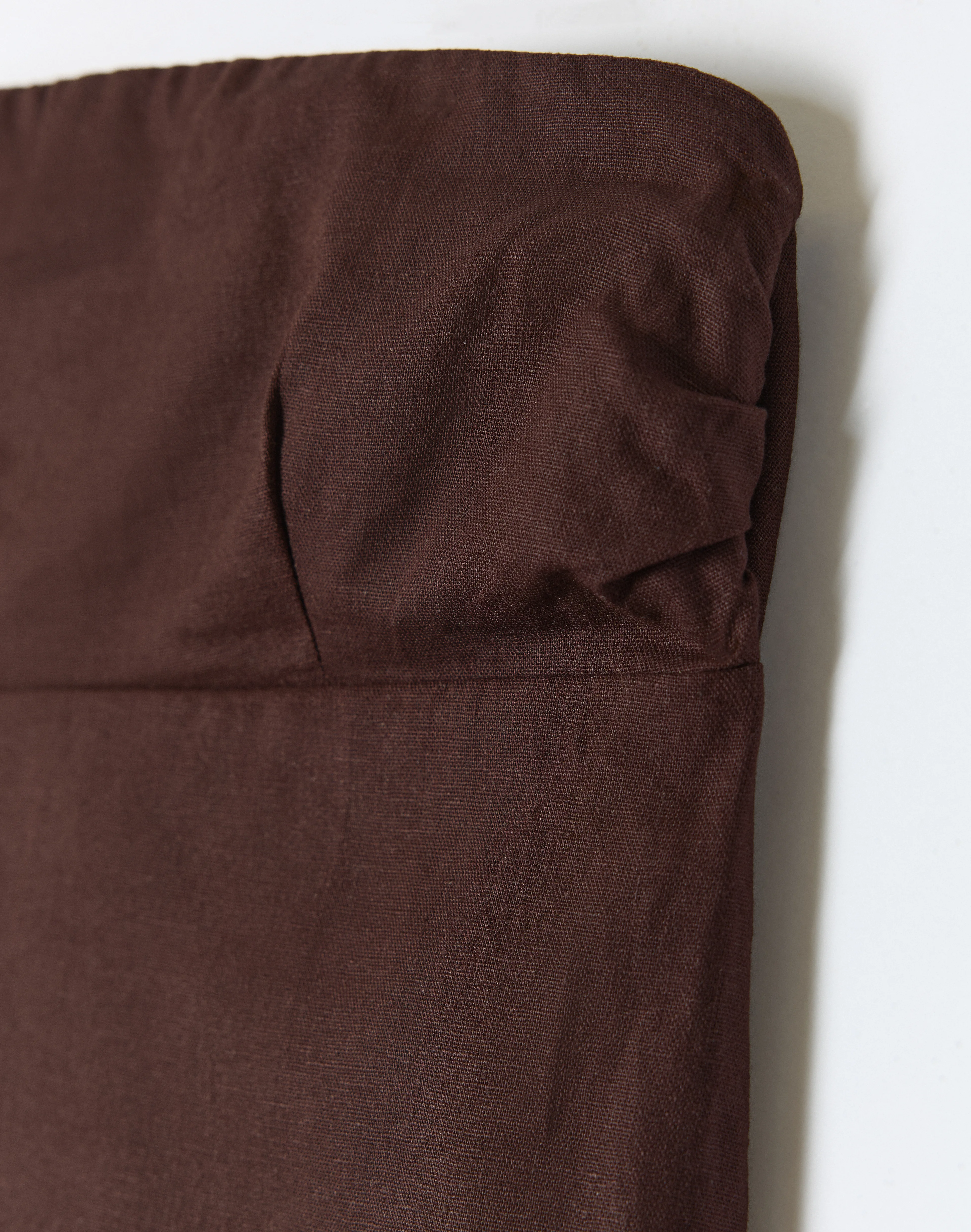Linen Blend Strapless Tie Back Top Island Fudge
