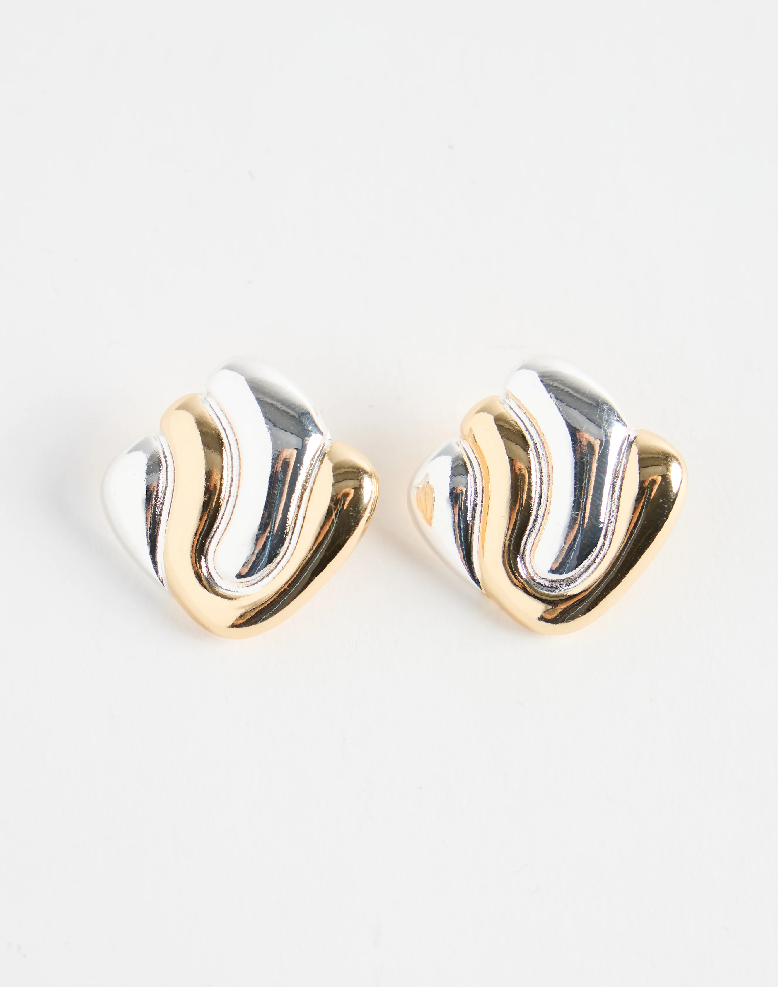 Abstract Statement Stud Earring Gold X Silver