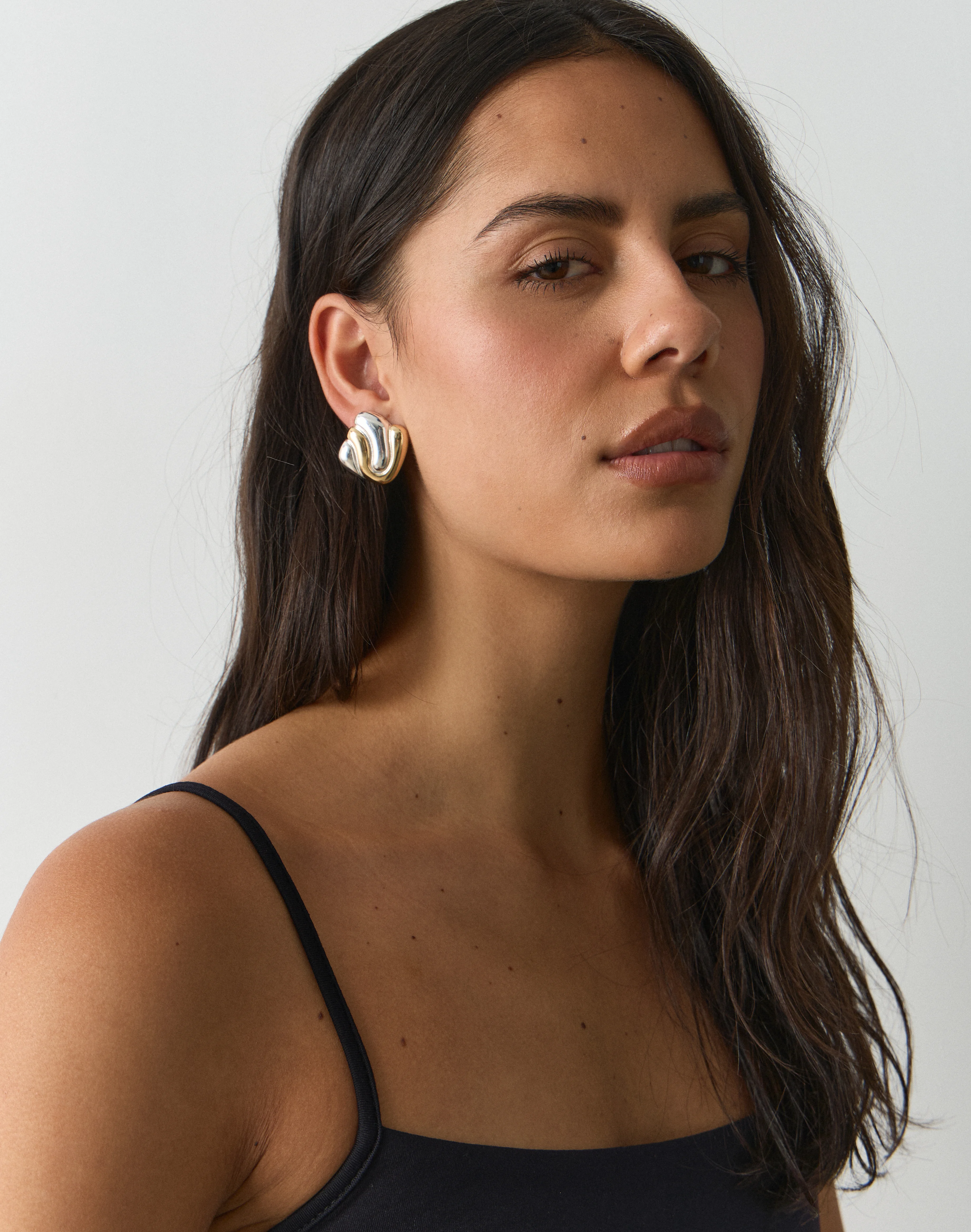 Abstract Statement Stud Earring Gold X Silver