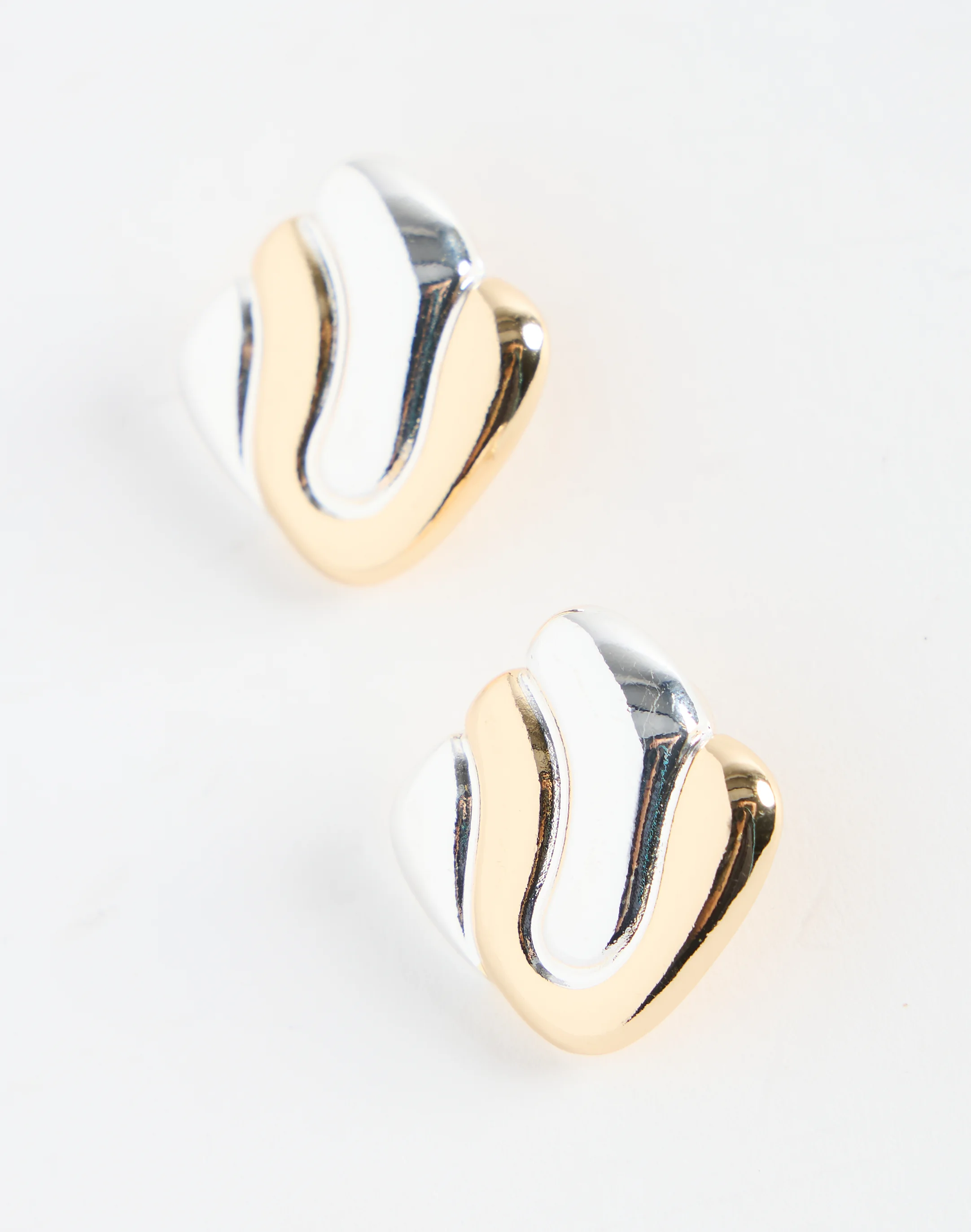 Abstract Statement Stud Earring Gold X Silver