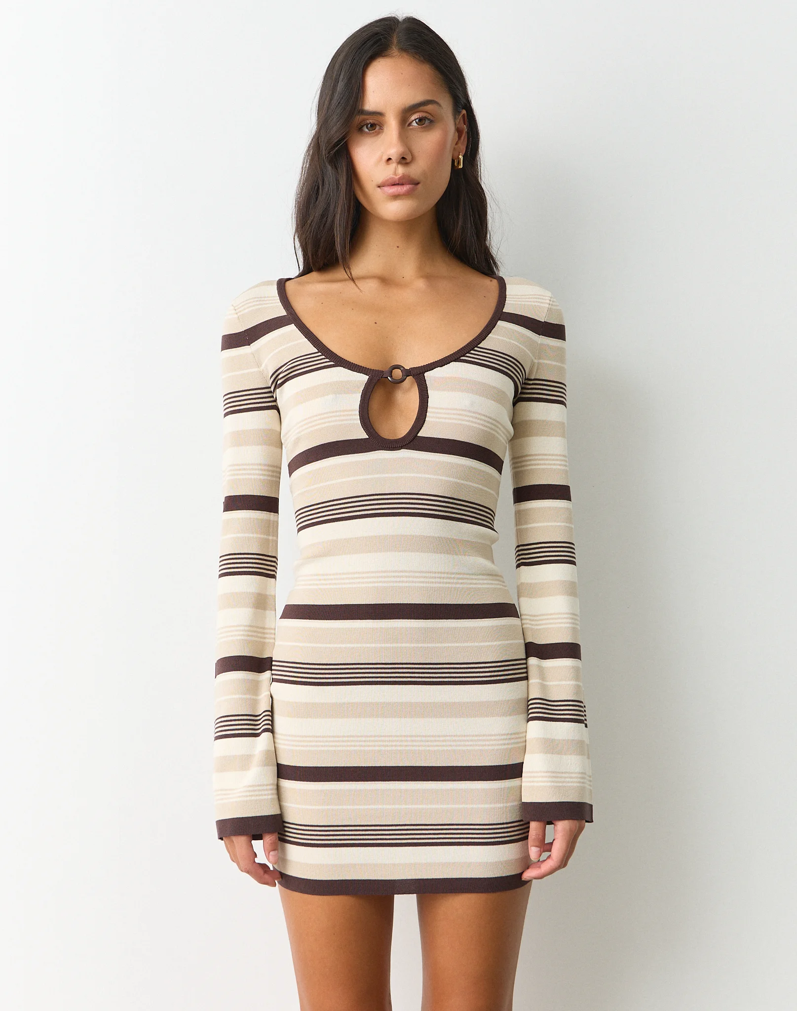 Knit Longsleeve Mini Dress Charli Stripe