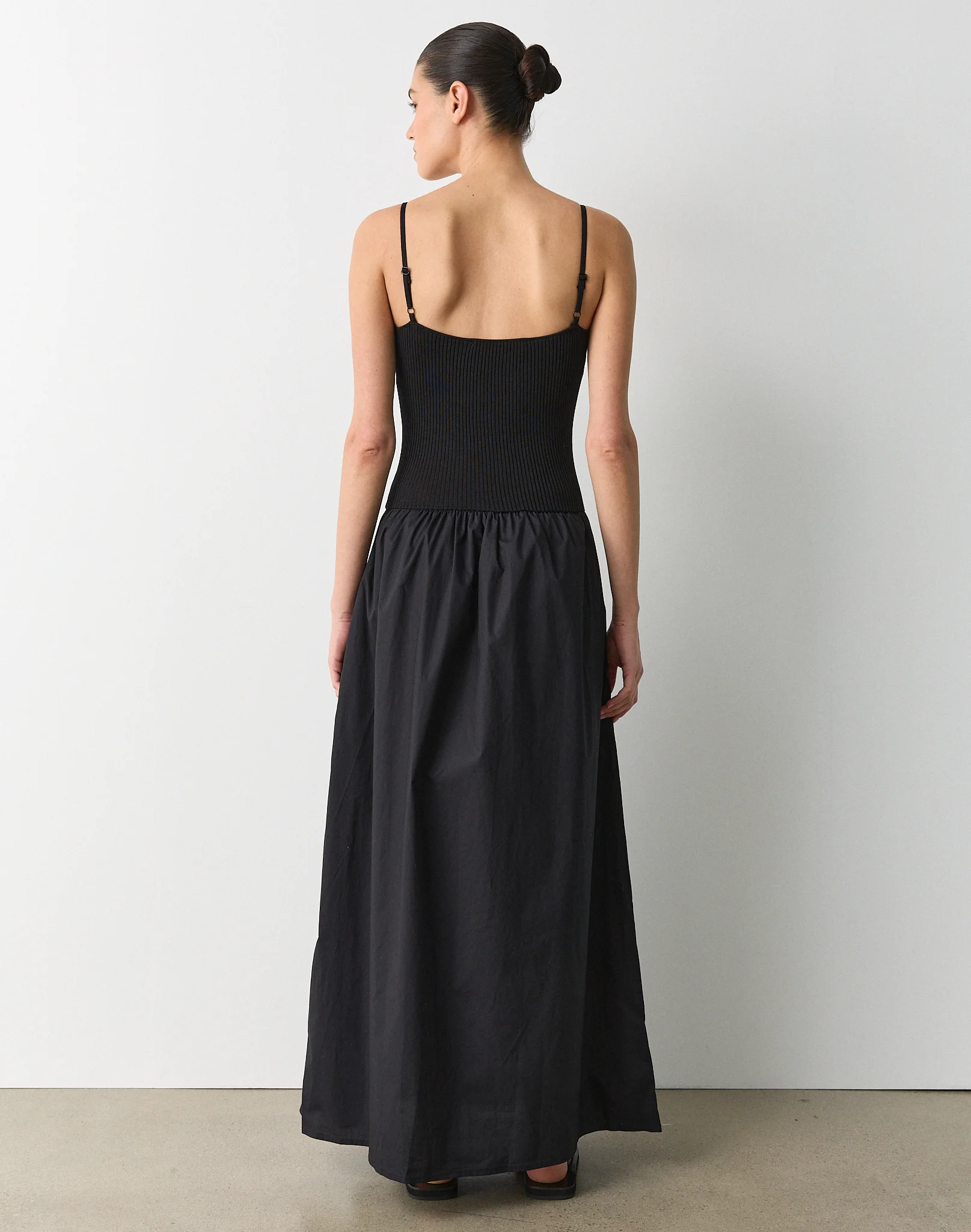Rib Knit Bodice Maxi Dress Black X Black
